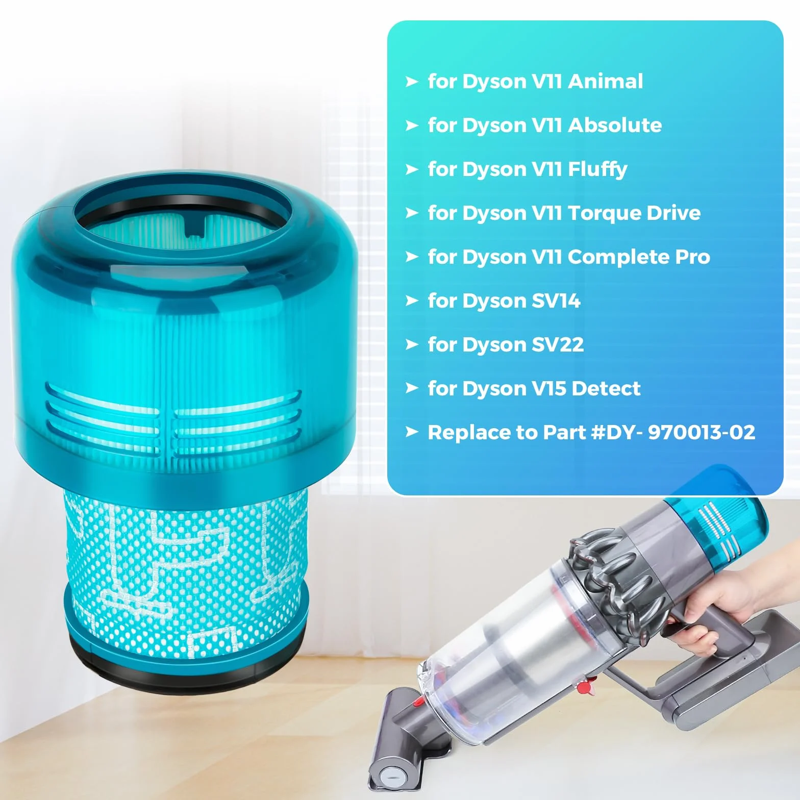 Filtr do odkurzacza Dyson V15, 3 szt., wymienny filtry do Dyson V11, V15, SV14, SV17, SV22 Detect Animal, Absolute Extra Pro, Torque Drive Motorhead, część wymienna #DY-970013-02