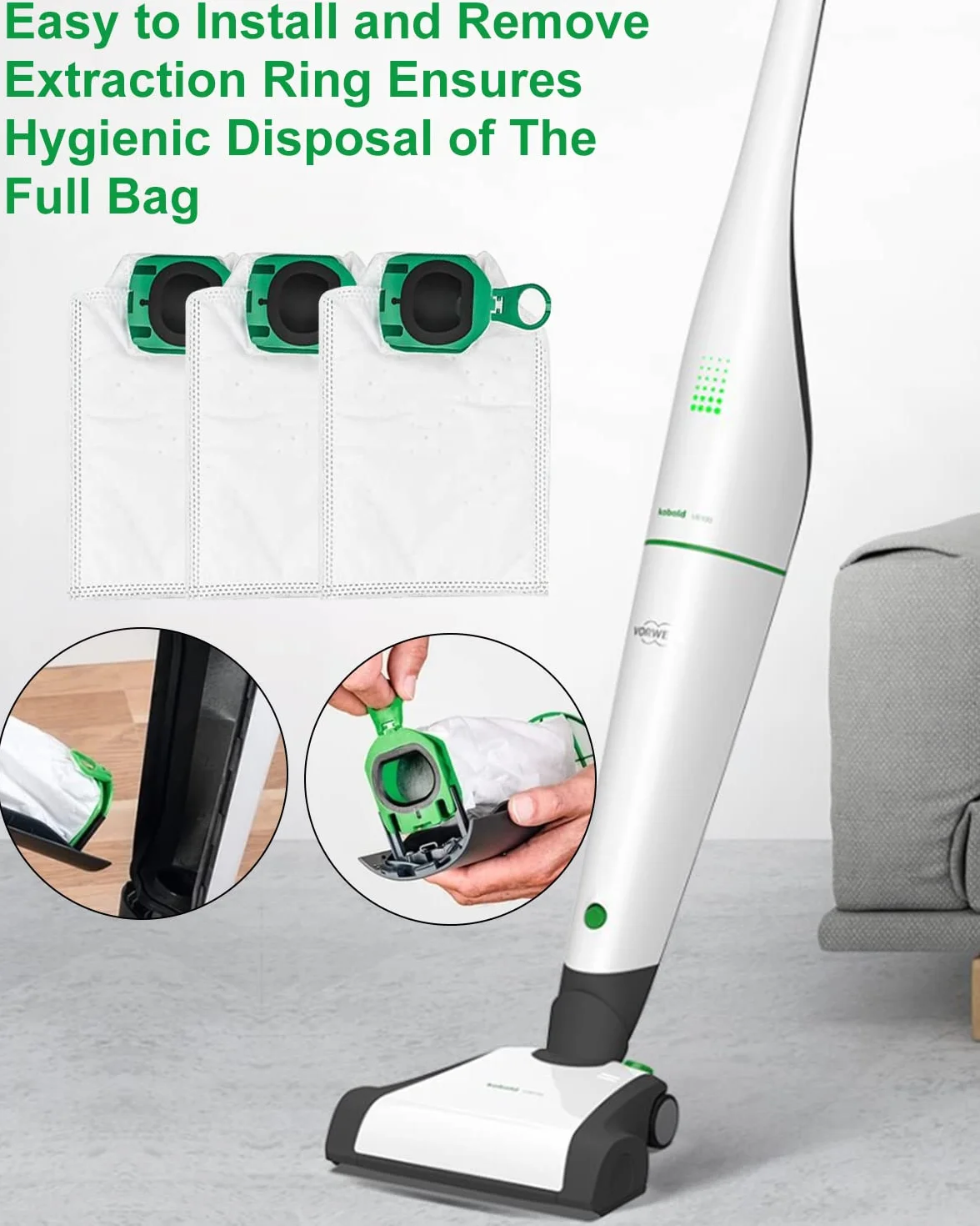 Worki do odkurzacza Vorwerk, 10 sztuk, z 2 filtrami silnika i szczotką premium do filtra odkurzacza, worek na kurz do odkurzacza Kobold VB100