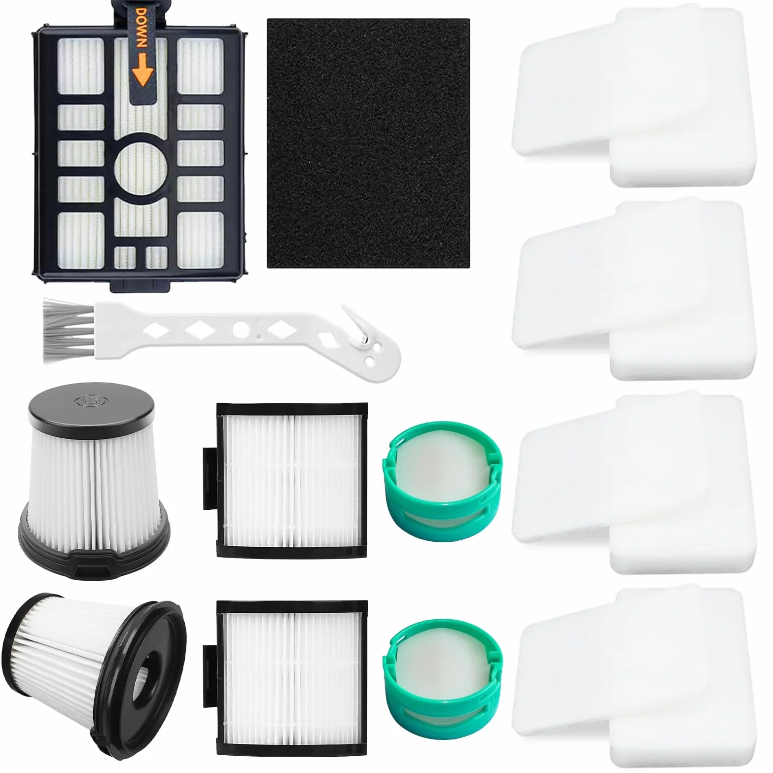 Kompletny zestaw filtrów IW3612EU do odkurzacza Shark Detect Pro z systemem Auto-Empty IW3612EU IW3612EUT IW3612AMZEU IW3611EU IW3611DE, wymienne filtry HEPA, 17-częściowy