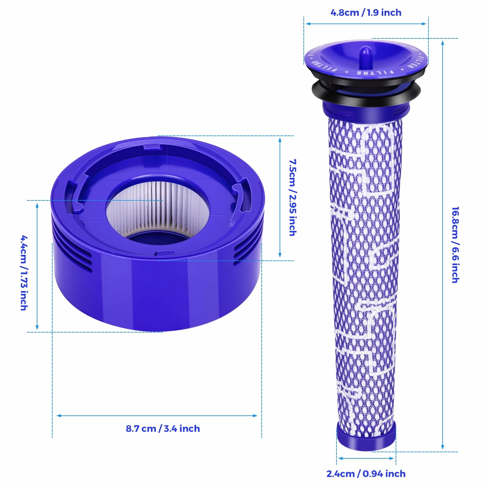 Filtr V7 V8 do Dyson, V7 V8 zastępuje filtry i filtr wstępny do Dyson V8 V7 Pre-Filter, filtr wstępny silnika, 3 filtry HEPA i 3 filtry wstępne V8 V7 zestaw filtrów zapasowych do Dyson