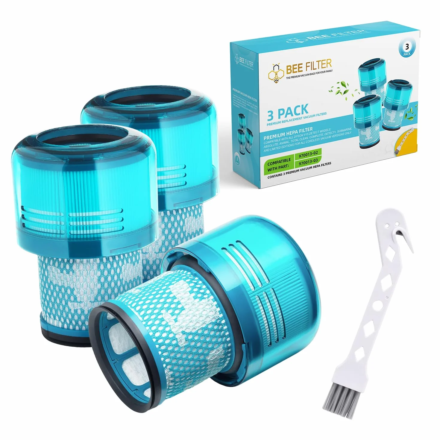 Części zamienne do filtrów próżniowych premium kompatybilne z Dyson V15 Detect, V15 Detect Absolute, V15 Detect+, V11 Animal, V11 Torque Drive Porównaj z częścią 970013-02 i 970013-03 (3
