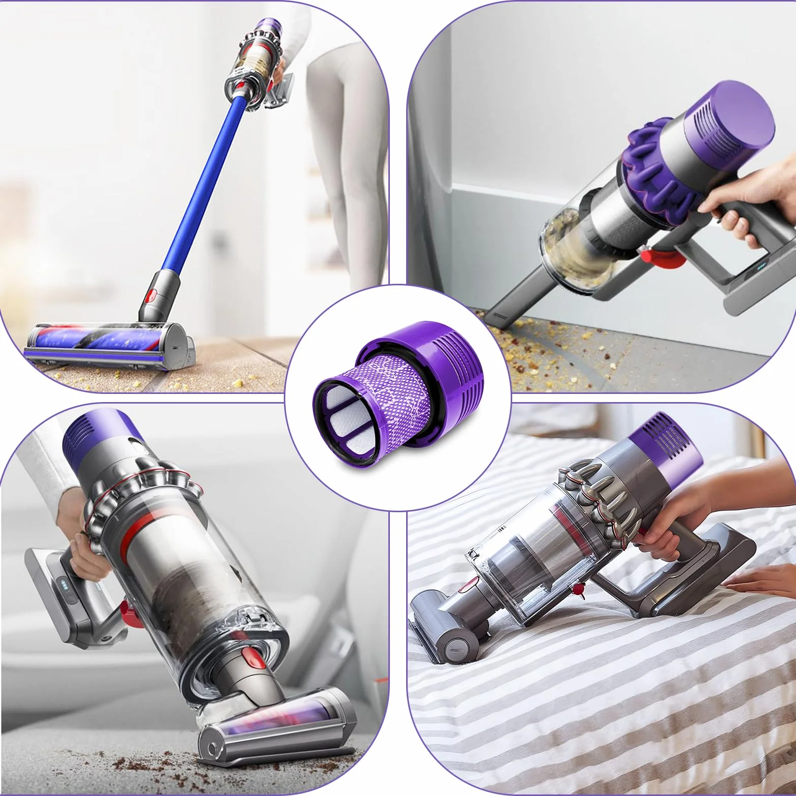 Fousenuk 2 sztuki filtrów kompatybilnych z Dyson V10, filtr do odkurzacza, filtr zastępczy, oryginalny filtr, bezprzewodowy filtr cyklonowy, zwierzęta, całkowicie czyste części zamienne, do