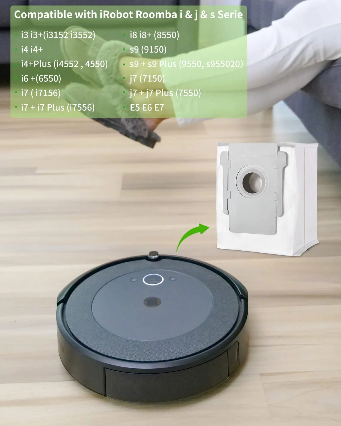 12 zapasowych worków do odkurzacza kompatybilnych z iRobot i7 i7+ i7 Plus S9 S9+ j7 j7+ j7 Plus E5 E6 E7, akcesoria do odkurzacza Roomba i7, do odkurzacza Clean Base automatyczna stacja ssąca
