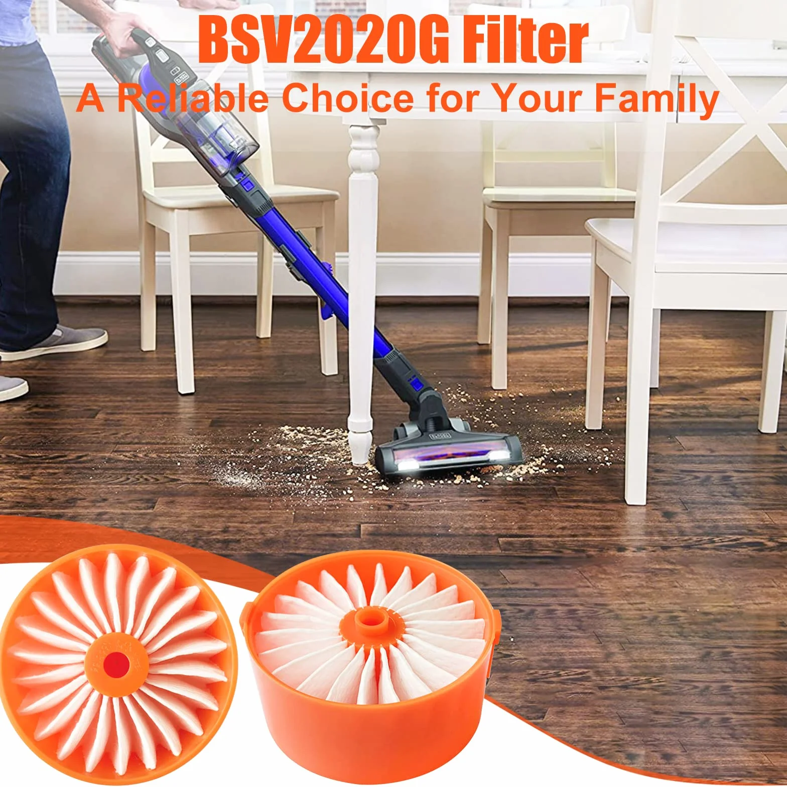 Zestaw 4 elementów filtrujących do BLACK + DECKER BSV2020 BSV2020G BSV2020WAPB bezprzewodowy odkurzacz akcesoria
