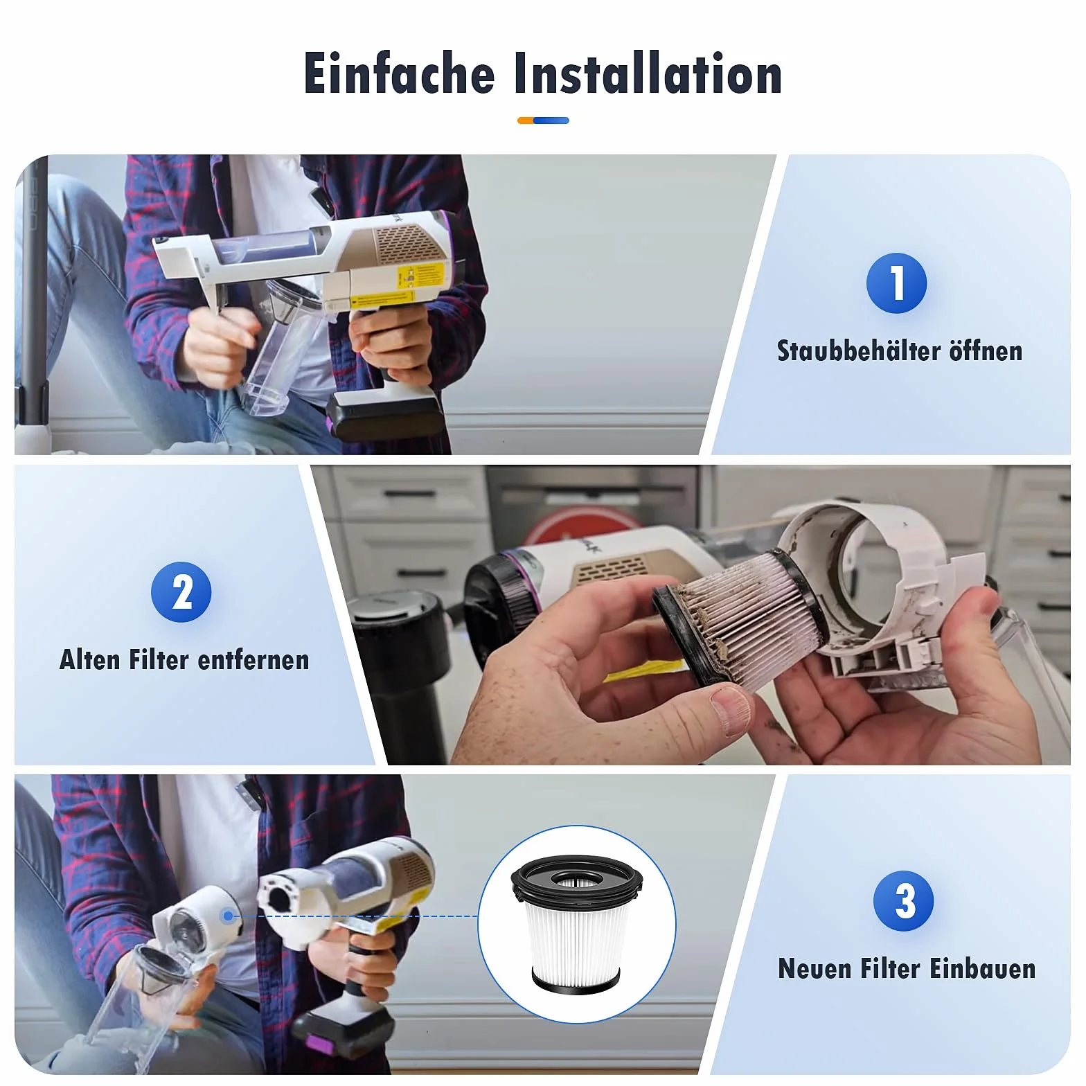 4 sztuki filtrów części zamienne do odkurzaczy Shark Detect Pro IW3611DE / IW3612EU / IW1611DE/ BU3521EU/ BU1120EU bezprzewodowy, mywalny filtr do filtrującego pojemnika na kurz i