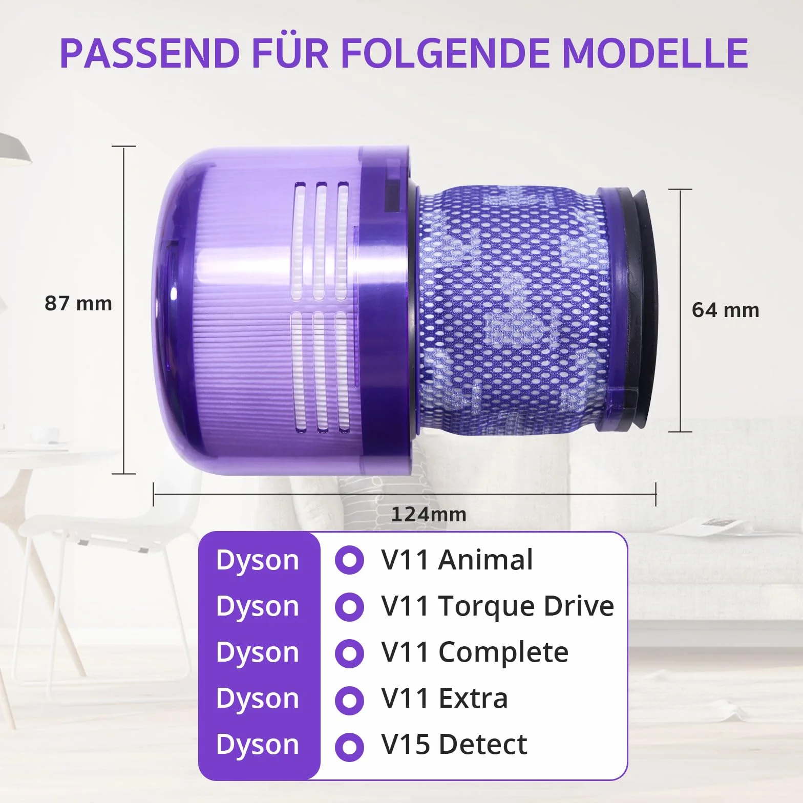 Filtr do Dyson V11, V15, SV14, SV17, SV22, Detect Animal Absolute Extra Pro Torque Drive Vacuum, Zamiennik do Odkurzacza Bezprzewodowego, 2 Szt