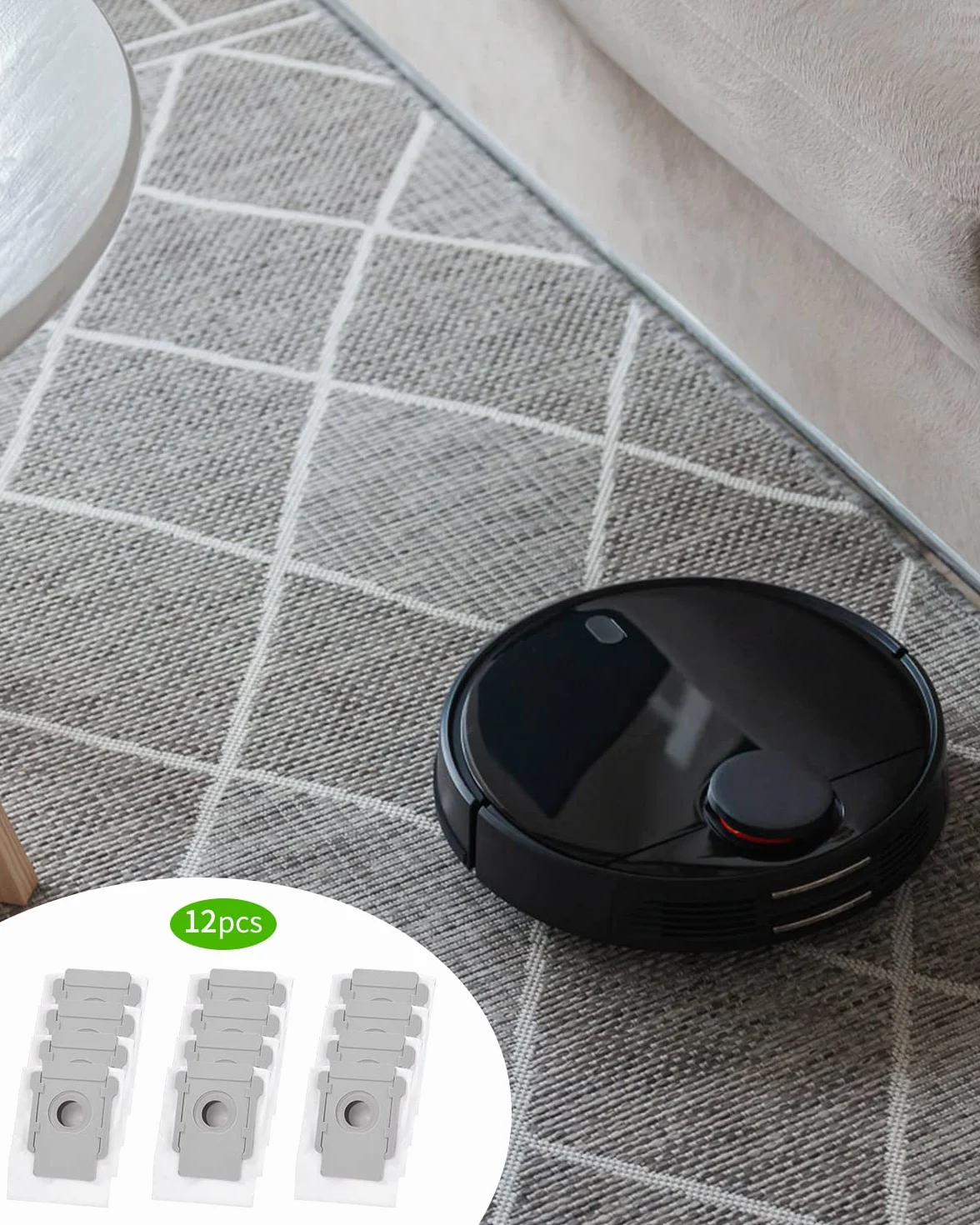 12 zapasowych worków do odkurzacza kompatybilnych z iRobot i7 i7+ i7 Plus S9 S9+ j7 j7+ j7 Plus E5 E6 E7, akcesoria do odkurzacza Roomba i7, do odkurzacza Clean Base automatyczna stacja ssąca