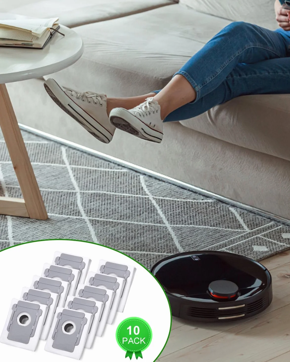 10 worków do odkurzaczy iRobot Roomba i7, i7+, i3, i3+, i4, i4+, i6, i6+, j7, j7+, s9, s9+, E5 E6 E7, akcesoria wymienne do stacji ssącej do Roomba Clean Base modele serii i-/s-/j