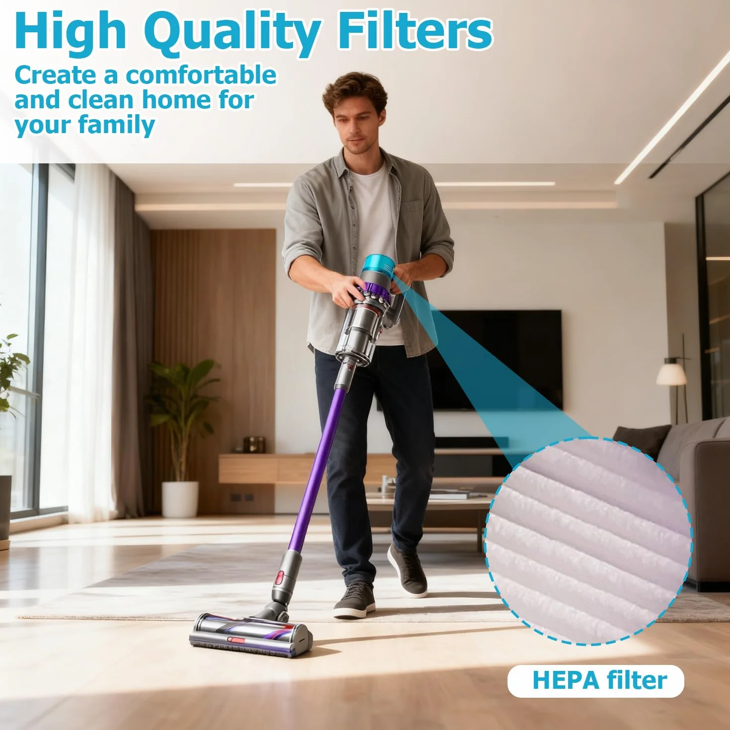 Gen5detect filtr HEPA kompatybilny z Dyson Gen5detect Absolute bezprzewodowy odkurzacz, części zamienne do prania, akcesoria do filtra Hepa, ze szczotką do czyszczenia, 2 sztuki