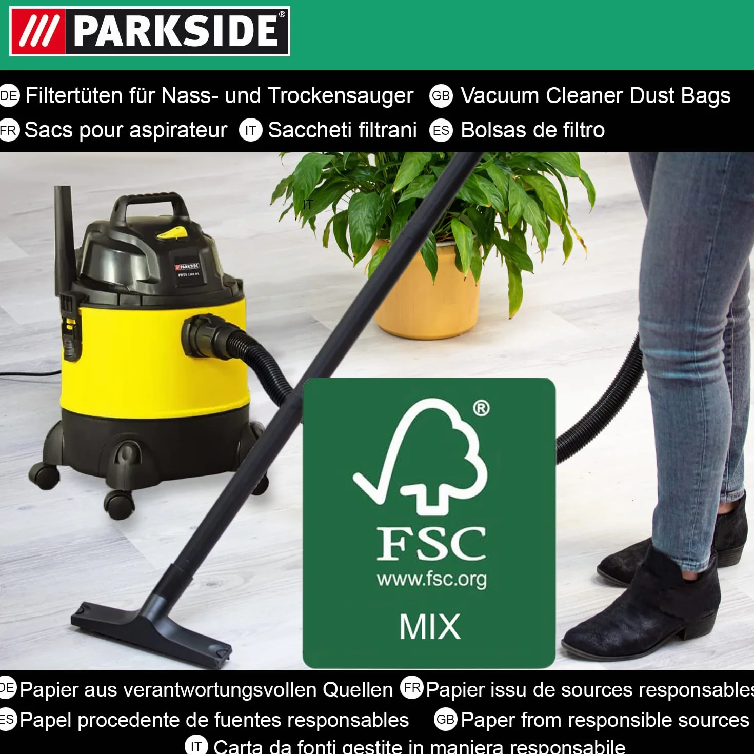 10 oryginalnych worków do odkurzacza Parkside Lidl do odkurzaczy na mokro i sucho PWD 25, 30, PNTS 23, 30, 1400, 1500 A1, A2, B1, C1, D1, B2, B3, E2, C4, D5, F2, H4