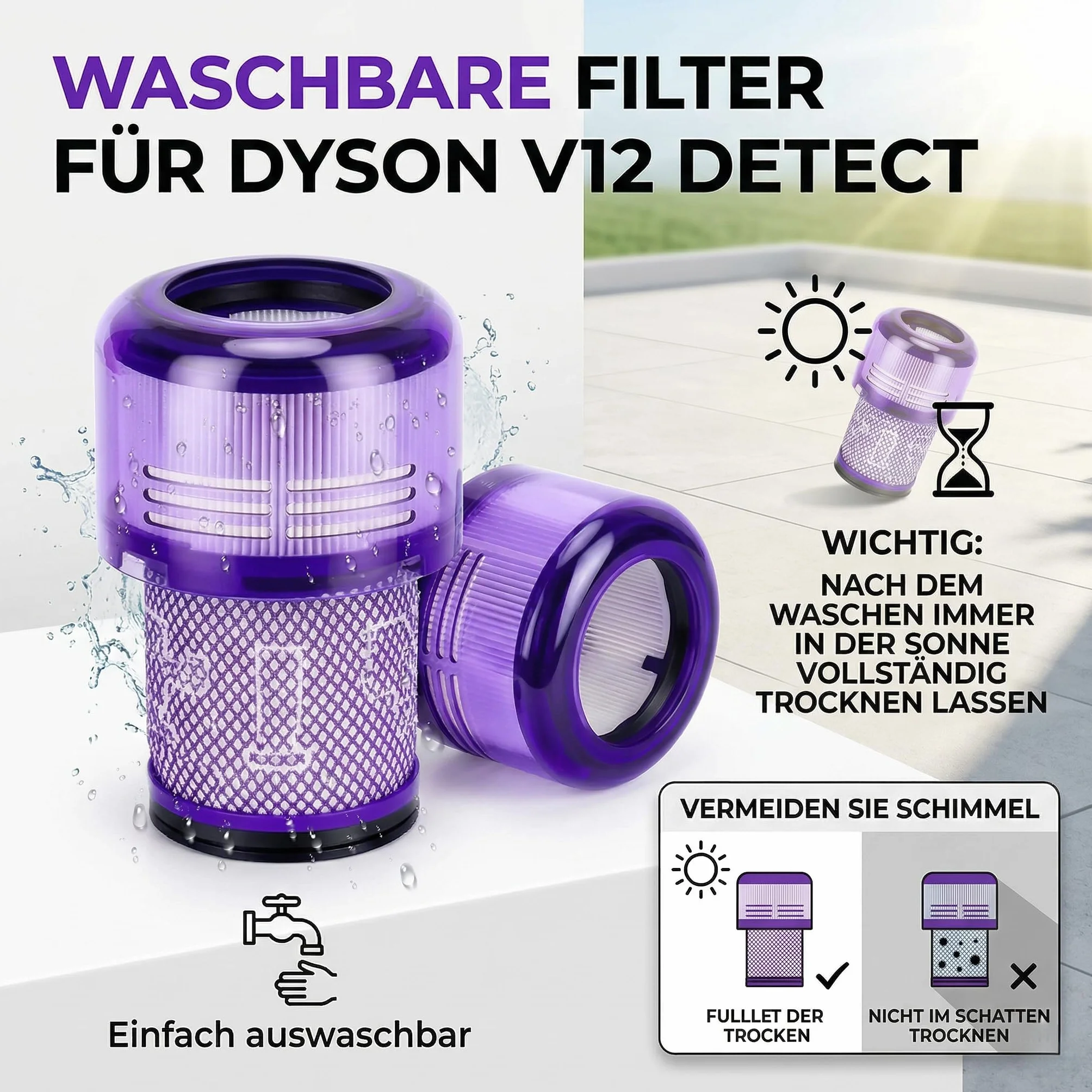 2 sztuki filtrów do Dyson V12, filtr do Dyson V12 Slim Absolute Total Clean/Extra/Fluffy Vacuum Cleaner akcesoria do mycia części zamiennych części 971517-01