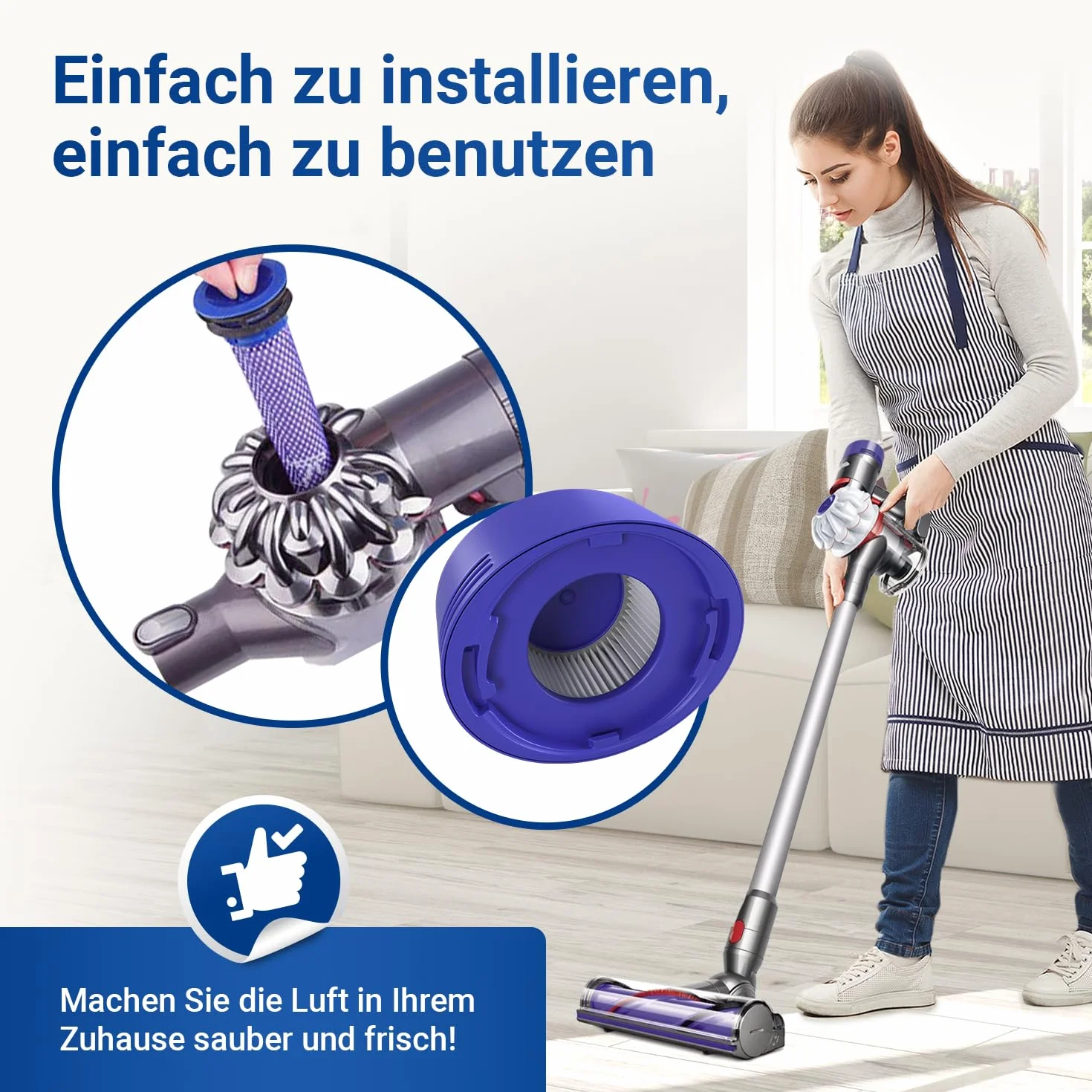 VIOKS Zestaw 2 filtrów przedsilnika zamiennego do odkurzacza Dysоn 965661-01 + 2 x filtr wylotowy do filtra Dysоn Hepa 967478-01 + szczotka - filtr do odkurzacza V7 V8 Absolute Motorhead Animal