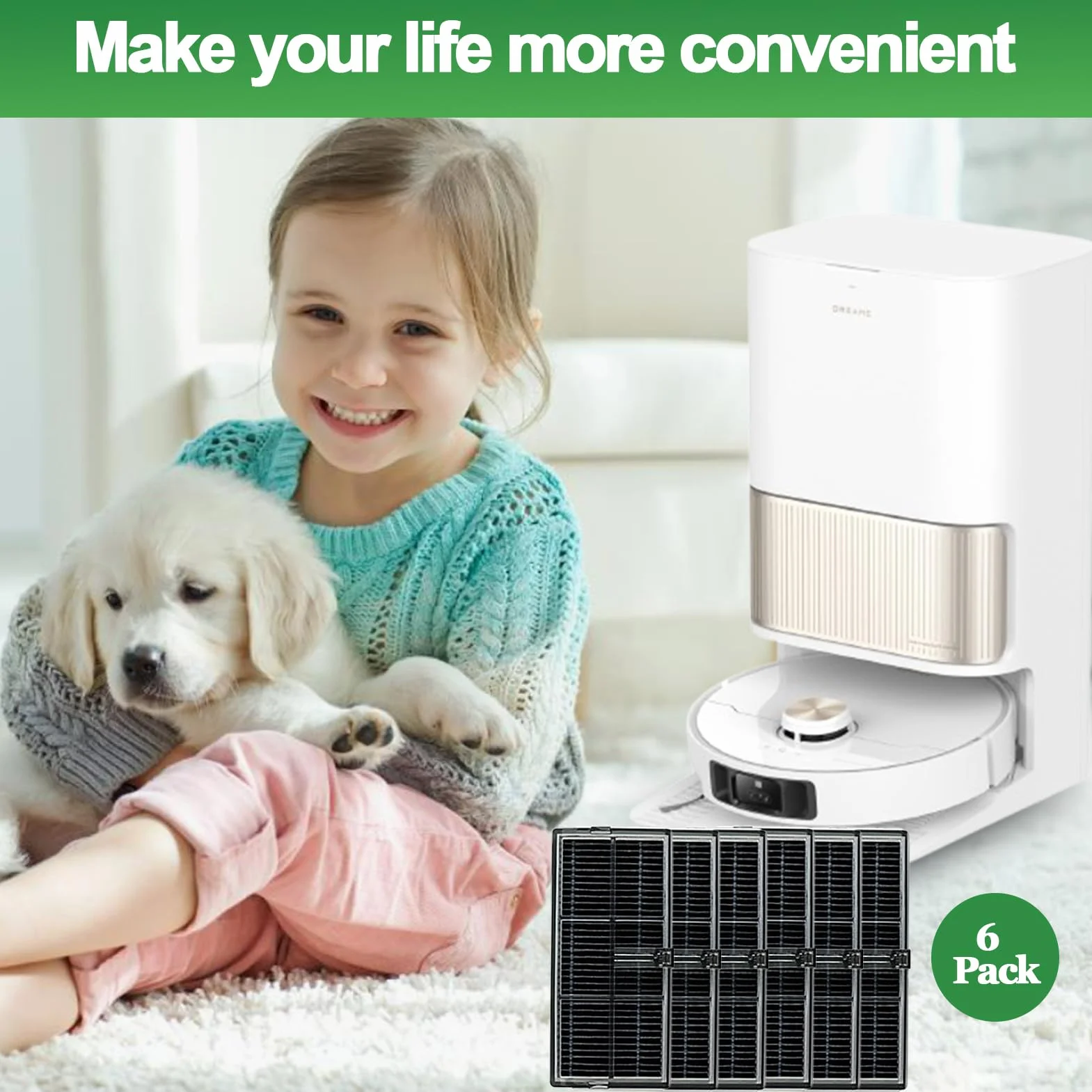 Filtr Hepa kompatybilny z Dreame L40 Ultra AE4/L10s Pro Ultra Heat/ L10s Ultra Gen 2/X40 Ultra Complete/X40 Master/L40 Ultra/X30 Ultra, do Mova P50 Pro Ultra/E30 Ultra, 6 sztuk