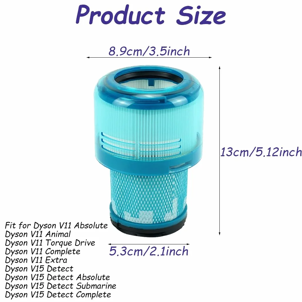 2 filtry V15 wymienne do dyson V15 Detect, V15 Detect Absolute, V15 Submarine V15, filtr wykrywający, V11 filtr zwierzęcy, V11