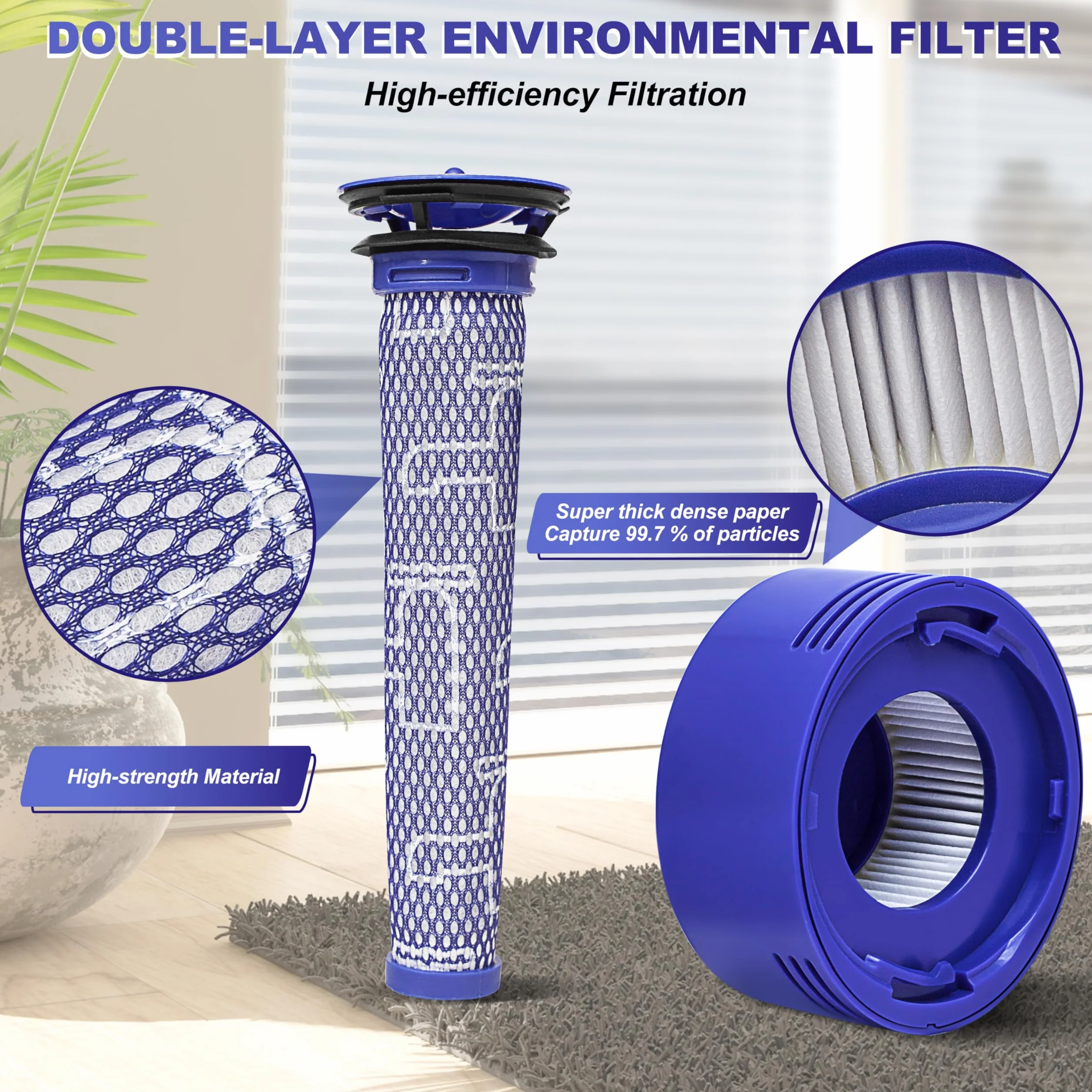 1 filtr wstępny i 1 zestaw zastępczy filtra końcowego do odkurzacza bezprzewodowego Dyson V7, V8 Animal i V8 Absolute, zastępuje część # 965661-01 i 967478-01 - 2 filtry z 1 szczotką