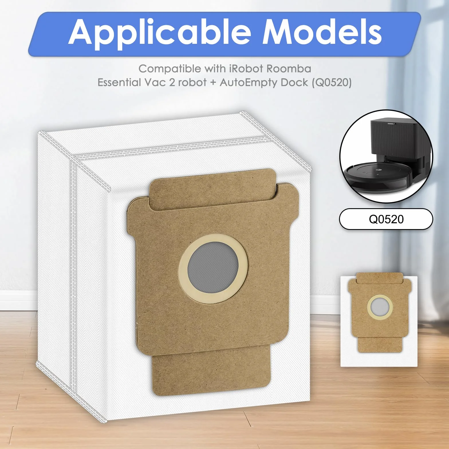 (9 Sztuk) Q0520 Zapasowe Worki na Kurz do Robota Odkurzającego iRobot Roomba Combo 2 Essential Q0520, Roomba 105 Combo, Plus 405 Combo, Plus 505 Combo, Akcesoria do Worków Utylizujących