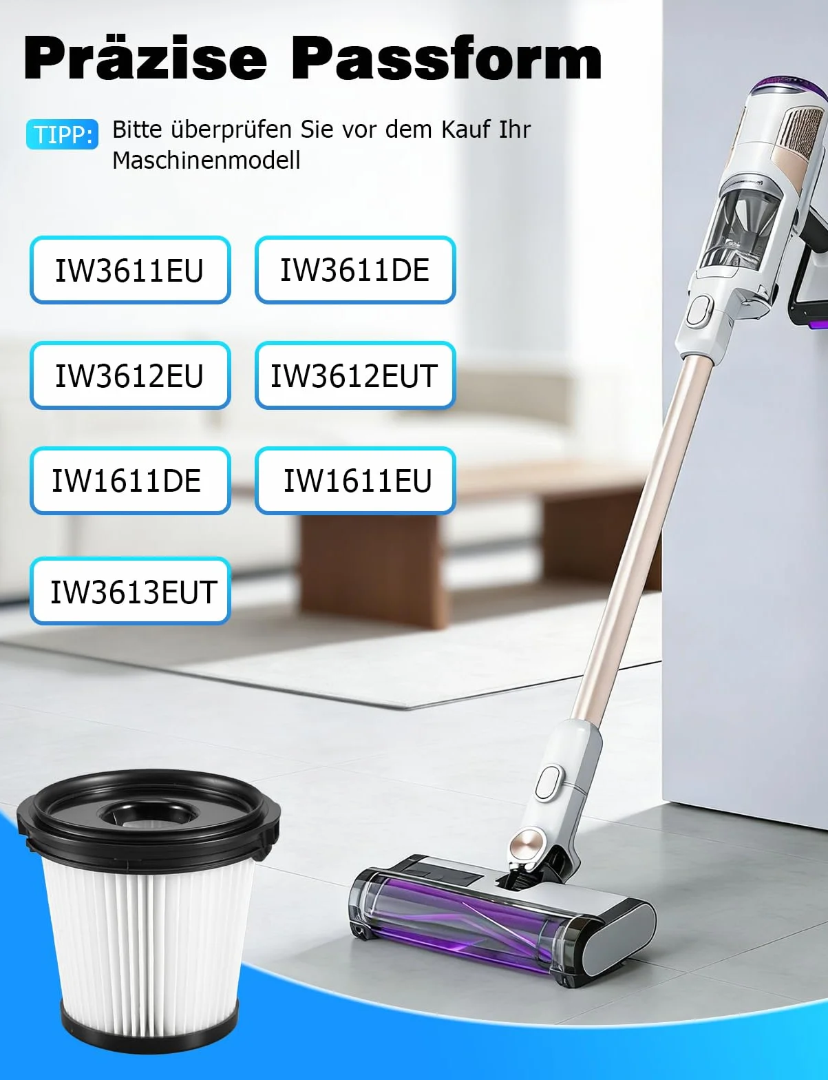 Mellbree Filtr zamienny do Shark IW3612EU, filtr HEPA do Shark Detect Pro IW3611DE/IW1611DE/BU3521EU bezprzewodowy odkurzacz, filtr nadający się do prania