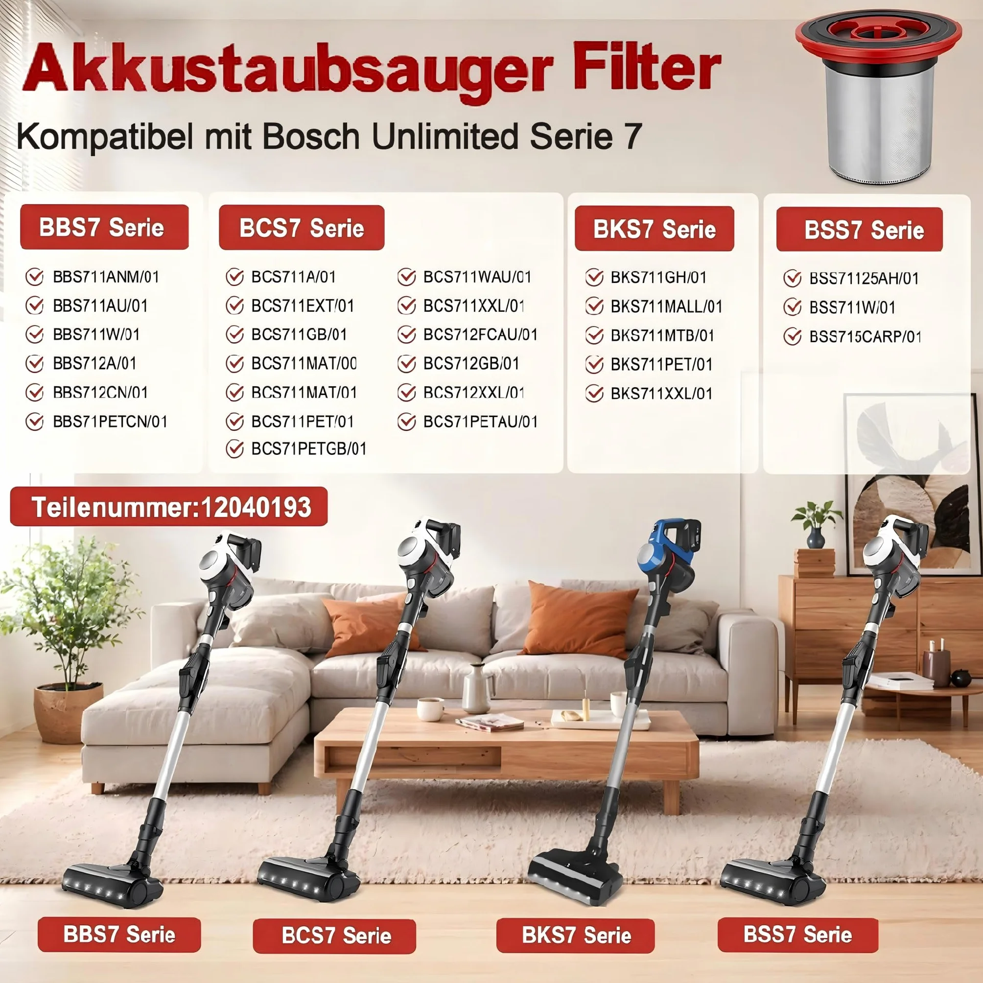 3x Filtr do odkurzacza Bosch Unlimited Serie 7 HEPA do bezprzewodowego