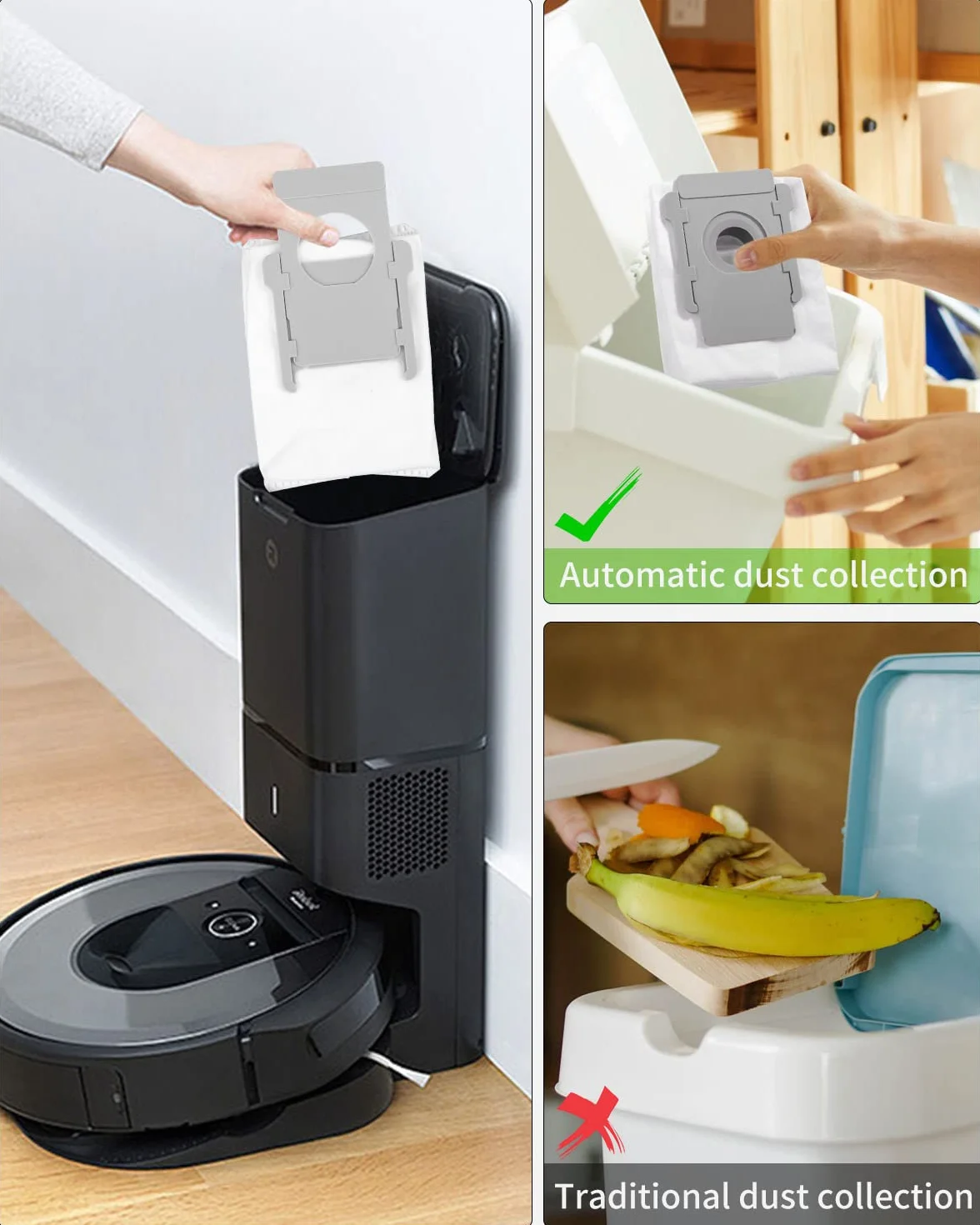 12 zapasowych worków do odkurzacza kompatybilnych z iRobot i7 i7+ i7 Plus S9 S9+ j7 j7+ j7 Plus E5 E6 E7, akcesoria do odkurzacza Roomba i7, do odkurzacza Clean Base automatyczna stacja ssąca