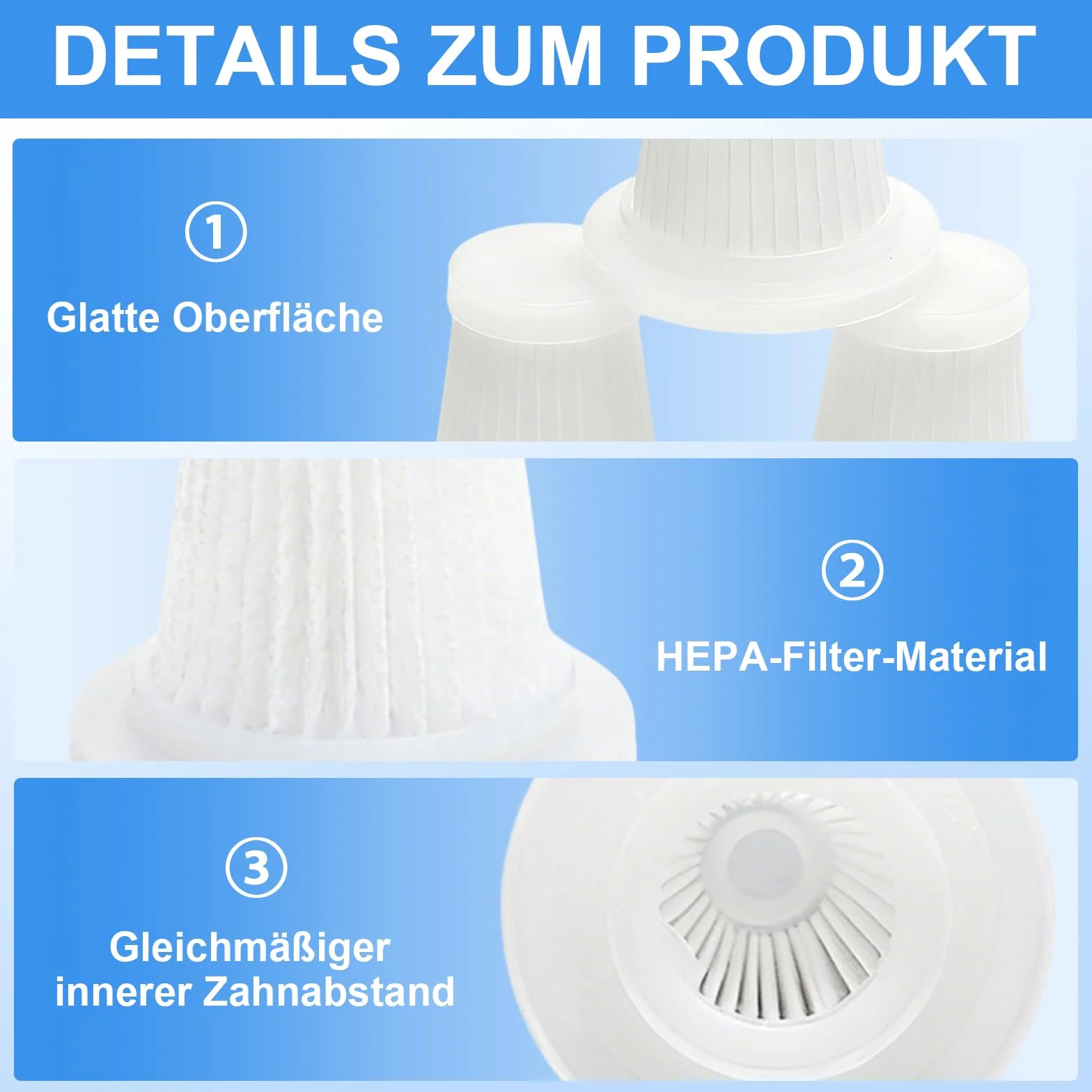 VOSSOT 6 sztuk zamienne filtry do HEPA, zmywalne i wielokrotnego użytku, mini filtry do odkurzaczy ręcznych, kompatybilne z odkurzaczami ręcznymi, filtry do odkurzaczy, automatyczne odkurzacze ręczne