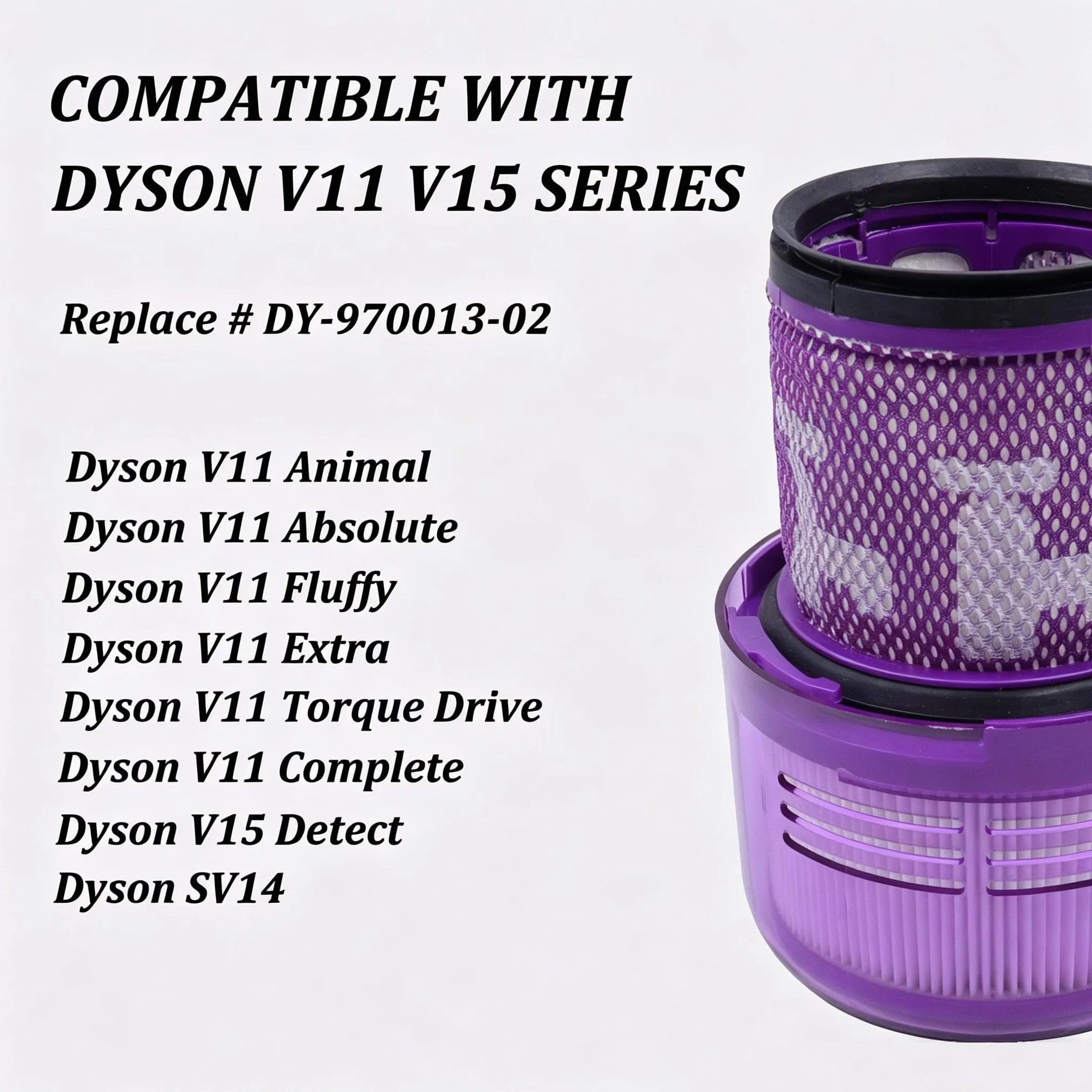 2 szt. Filtry zamienne do odkurzaczy Dyson V11 V15 SV14 SV17 SV22 Detect Absolute Animal Fluffy Torque Drive Motorhead, zastępujący nr części #DY-970013-02