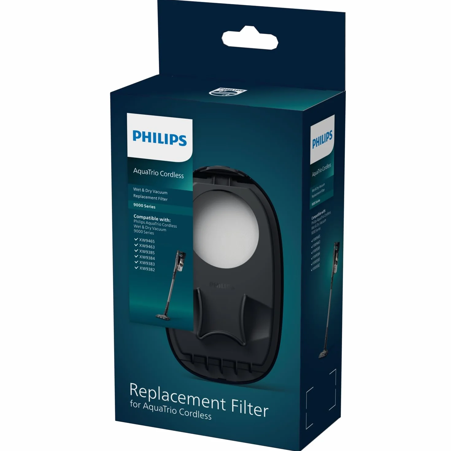 Philips AquaTrio Seria 9000 Filtr Powietrza, Wymienny Filtr z Obudową i Zmywalną Pianką, Do Odkurzacza Bezprzewodowego z Funkcją Mycia (XV1791/01)