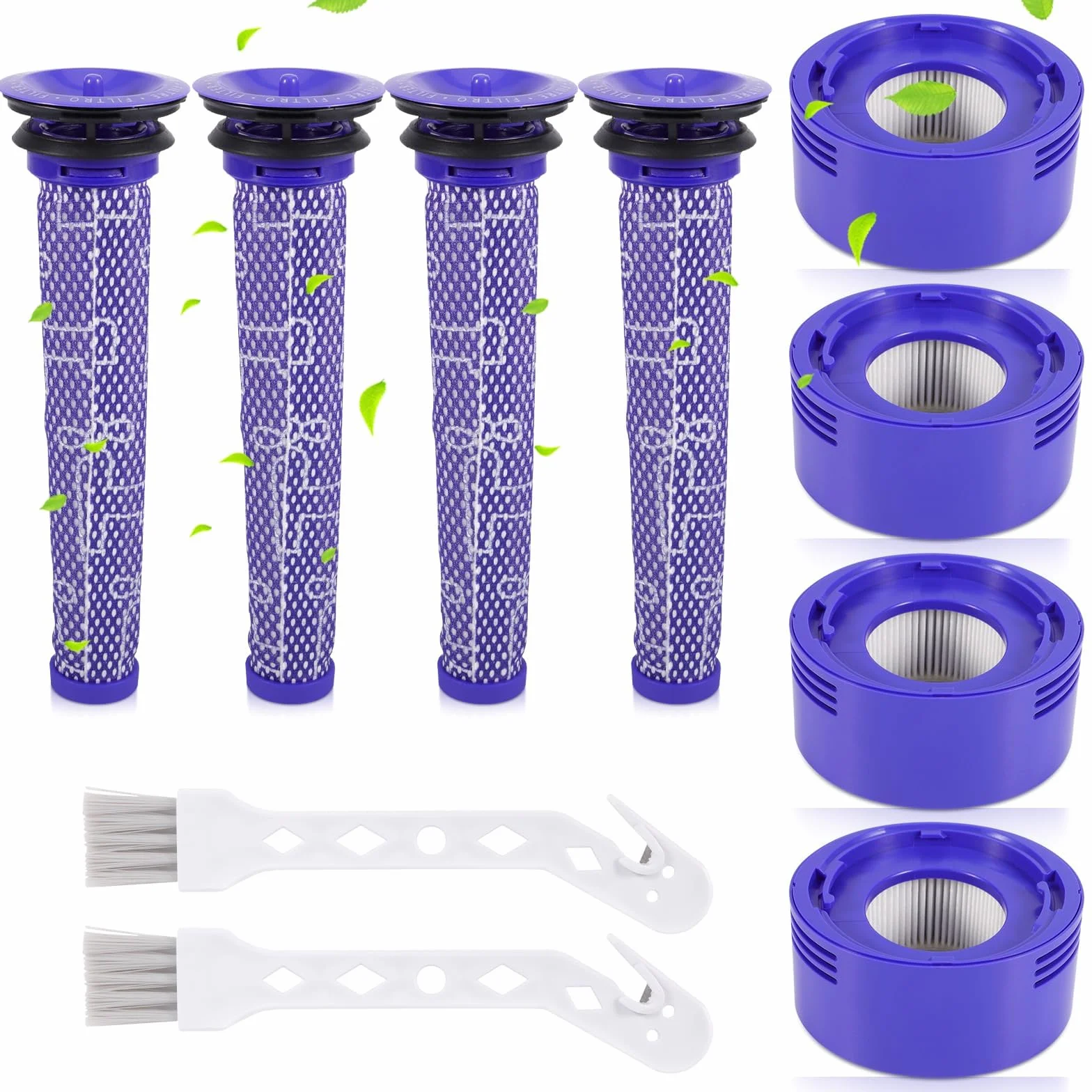 CIRULLI Filtry do Dyson V8, 10 filtrów do odkurzaczy doDyson V7 V8 Series, 4 filtry HEPA Post i 4 filtry wstępne, 2 szczotki czyszczące,zamienne do odkurzacza nr 965661-01 i 967478-01 Filtr