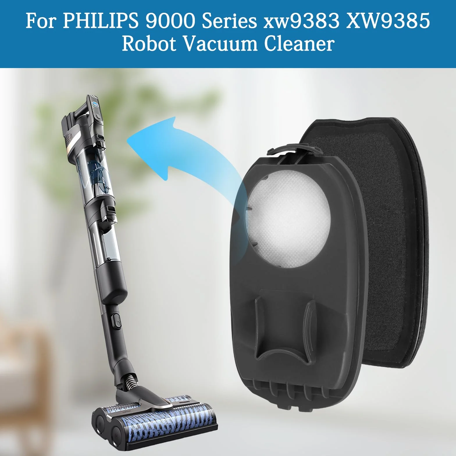 2 sztuki akcesoriów do filtrów Kompatybilne z PHILIPS AquaTrio 9000 Series XW9383 XW9385 XW9382, Zamiennik filtra do AquaTrio bezprzewodowego, części do odkurzaczy, filtrowane, zmywalne, części do