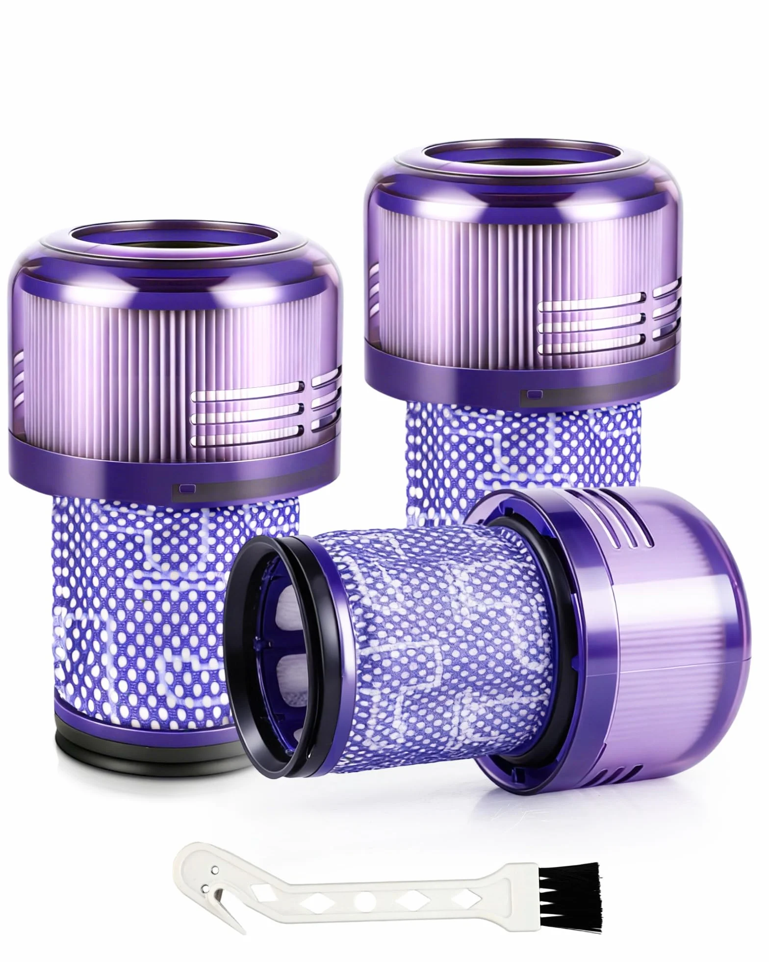 3-pak kompatybilnych filtrów HEPA do Dyson V12 Detect Slim – Washable V12 Vacuum Filter for Absolute, Extra, Total Clean & Fluffy Models – zamienniki części 971517-01