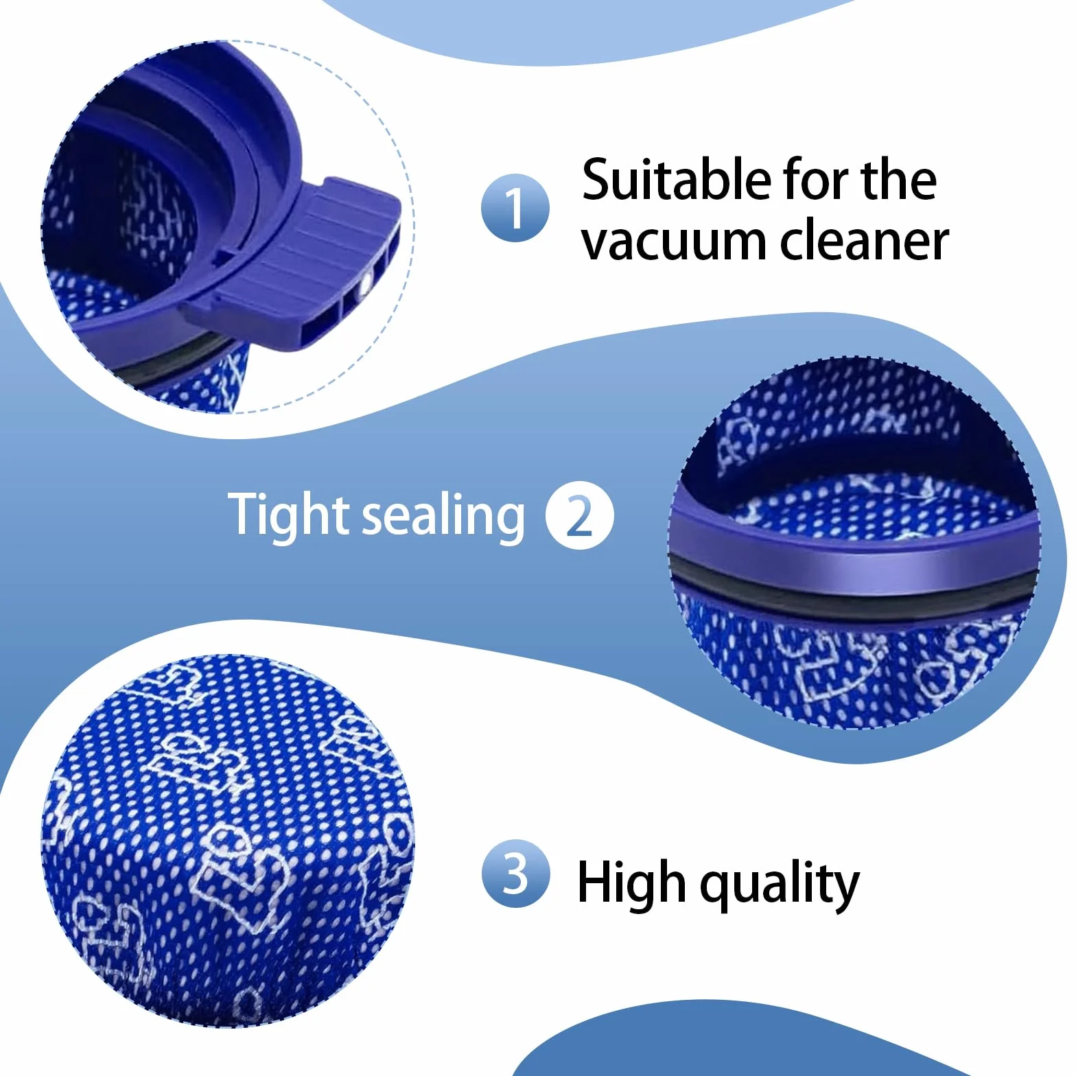 Zestaw 2 filtrów do odkurzacza, zmywalny mikrofiltr, akcesoria do filtrów do odkurzacza, kompatybilne z Samsung Bespoke VS20A95923W, VS20A95823W/SA, VS20A95993W/SA, VS20A95973B/SA