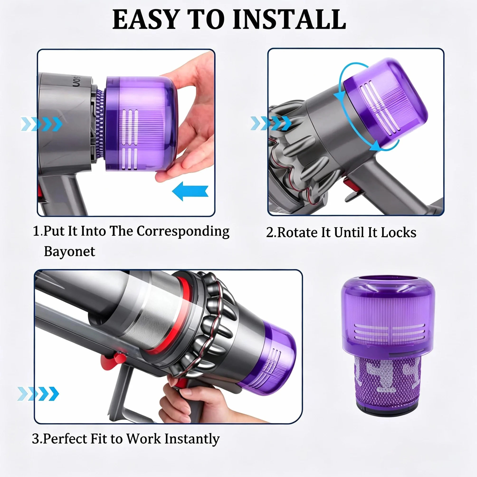 2 szt. Filtry zamienne do odkurzaczy Dyson V11 V15 SV14 SV17 SV22 Detect Absolute Animal Fluffy Torque Drive Motorhead, zastępujący nr części #DY-970013-02