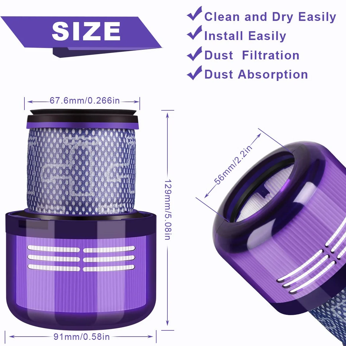 3 szt. filtr V11 do Dyson, filtry zamienne do Dyson V11 V15 SV14 Absolute Animal Detect Torque Drive ze szczotką do czyszczenia, zmywalny filtr próżniowy V11, części zamienne # DY-970013-02