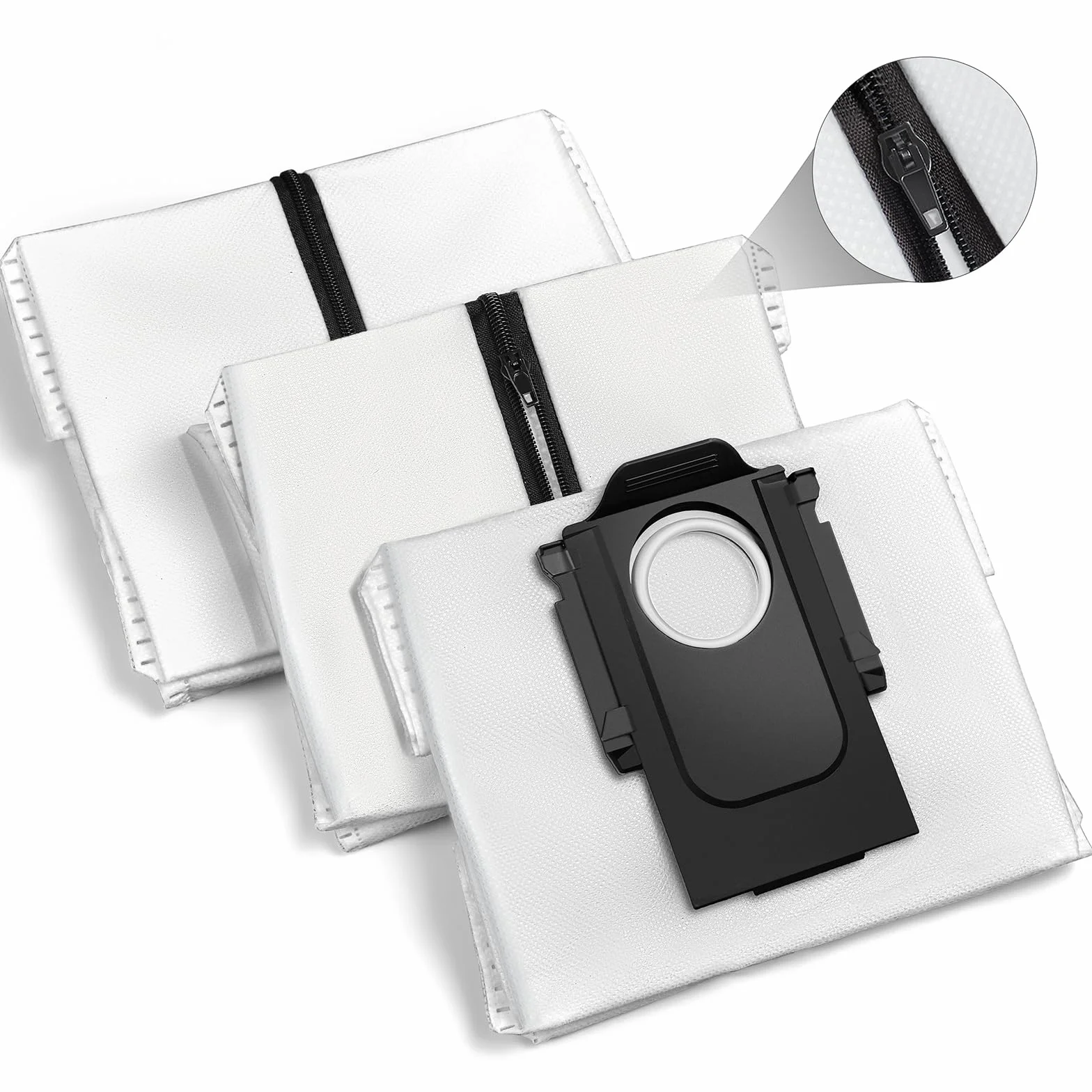 Wielokrotnego użytku torby do odkurzaczy Roborock S8+/S8 Pro Ultra/S7 MaxV Ultra/S7 Pro Ultra/Q8 Max+/Q7 Max+/Q7+/Q7 M5+/Q5 MAx+/Q5 Pro+/Q5+ Odkurzacz Stacja odsysająca Torba Zestaw zamienne (3 sztuki