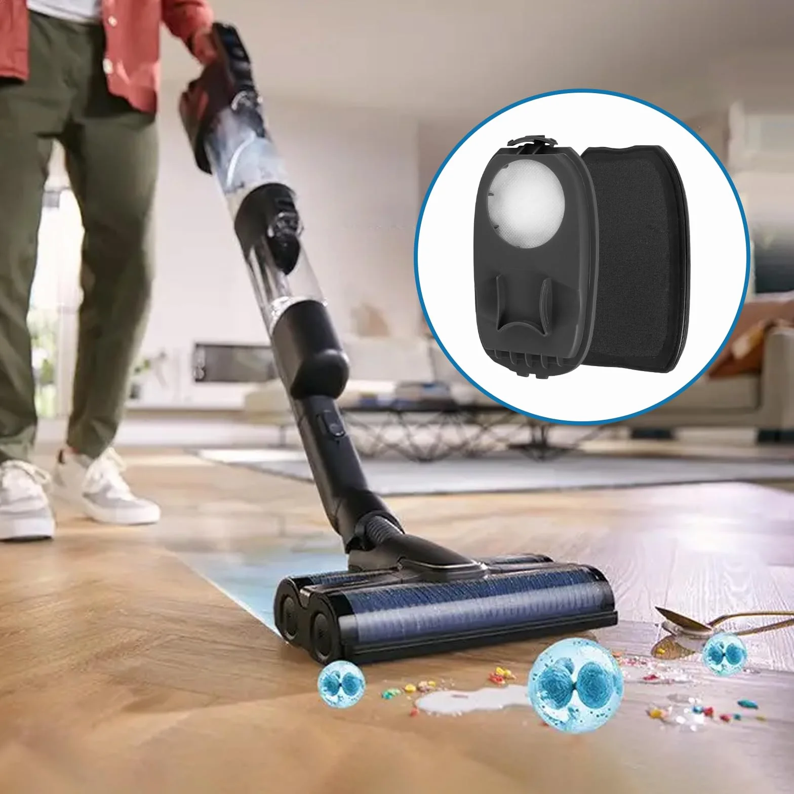2 sztuki akcesoriów do filtrów Kompatybilne z PHILIPS AquaTrio 9000 Series XW9383 XW9385 XW9382, Zamiennik filtra do AquaTrio bezprzewodowego, części do odkurzaczy, filtrowane, zmywalne, części do