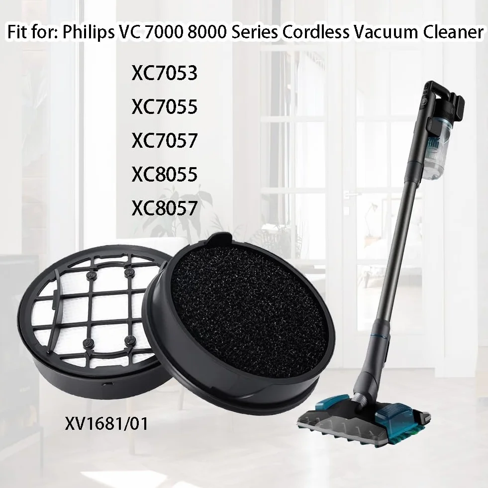 4 sztuki wymiennych filtrów HEPA kompatybilnych z Philips VC 7000 8000 Series XC7053 XC7055 XC7057 XC8055 bezprzewodowy odkurzacz, filtr nadający się do prania