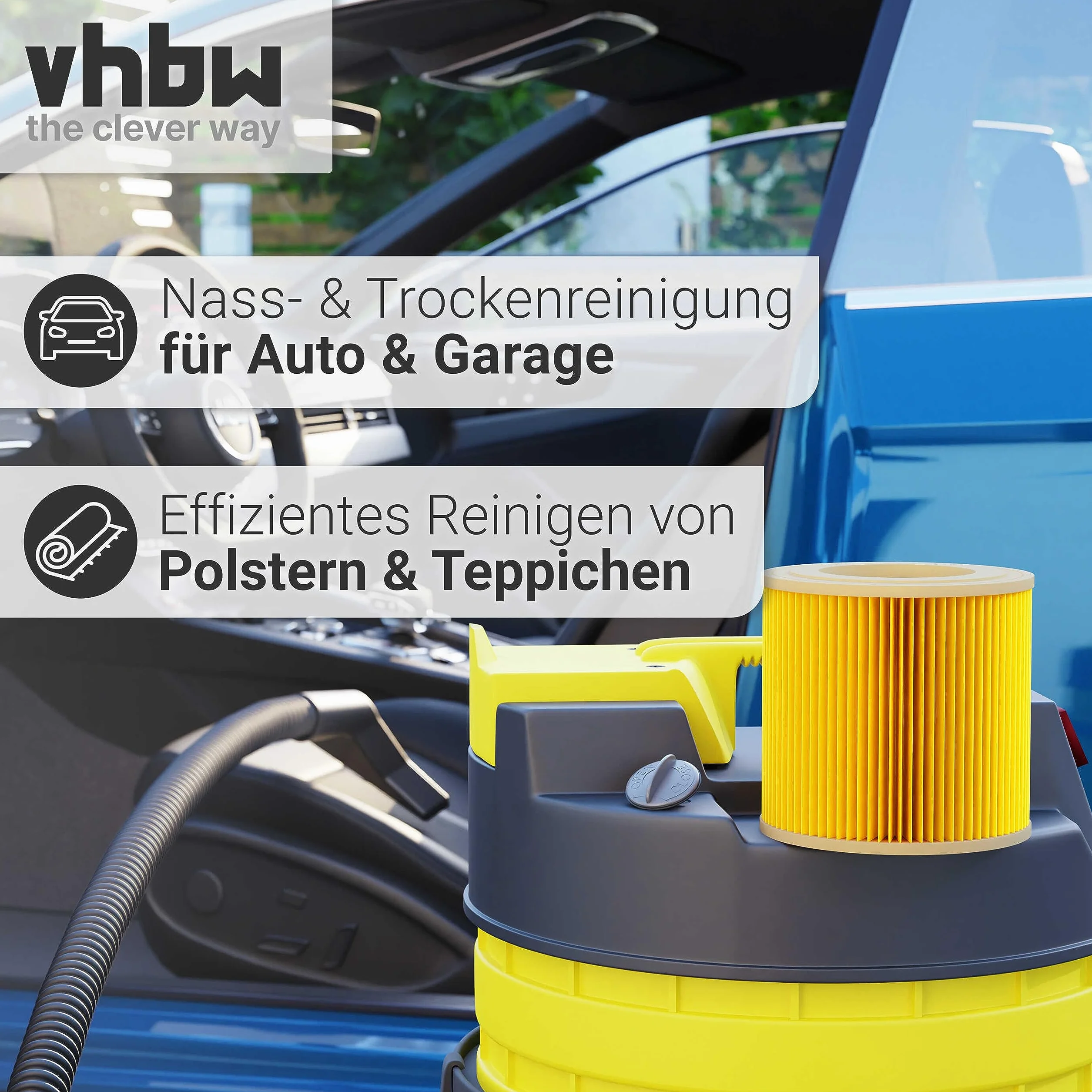 vhbw 3 x wkłady filtrujące do odkurzacza Kärcher MV 3 Premium, MV 3 P Extension Kit jak 6.414-552.0.