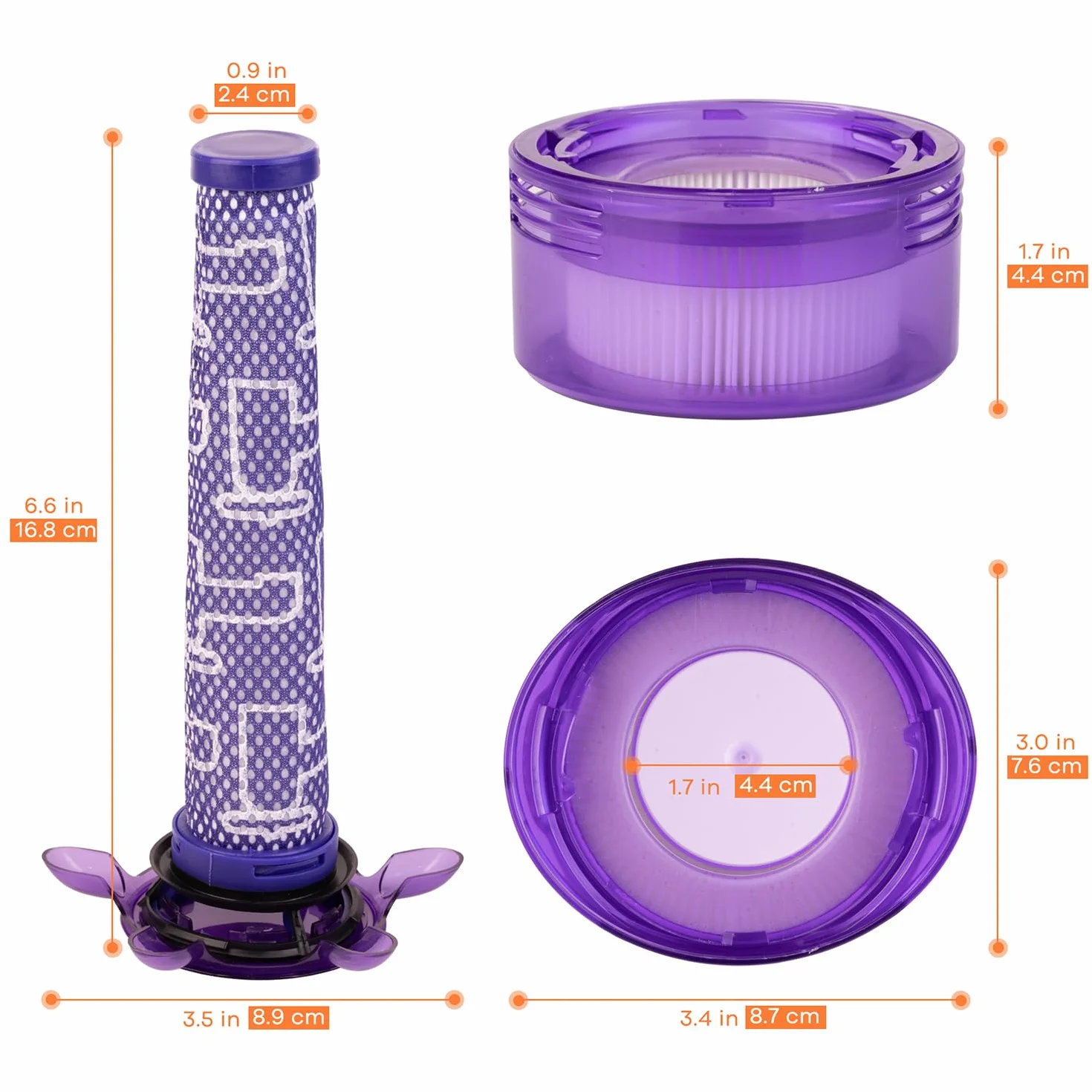 V7 V8 zestaw wymiennych filtrów próżniowych do Dyson Upgraded V8 FOCUS Mattress SV25 SV37, 3 filtry wstępne i 3 filtry HEPA nr 965661-05 & 967478-05