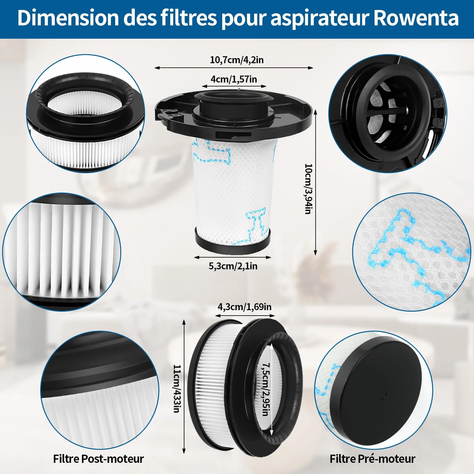 4 filtry do odkurzacza Rowenta X-Force Flex 11.60 12.60 14,60 15,60 RH98** RH99** RH9878WO RH9879WO RH9898WO RH98A8WO RH98A9WO RH98A7WO O RH988 COWO RH9958WO RH9958WA RH9959WO ZR009007 ZR009008