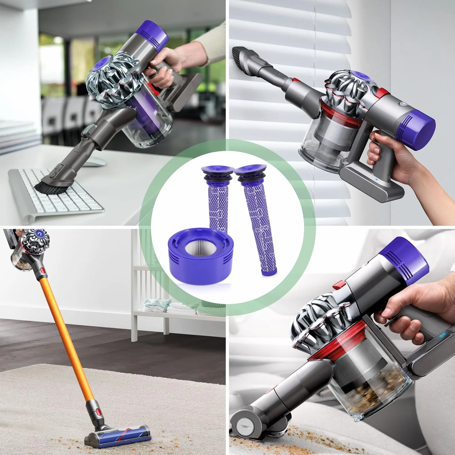 CIRULLI Filtry do Dyson V8, 10 filtrów do odkurzaczy doDyson V7 V8 Series, 4 filtry HEPA Post i 4 filtry wstępne, 2 szczotki czyszczące,zamienne do odkurzacza nr 965661-01 i 967478-01 Filtr