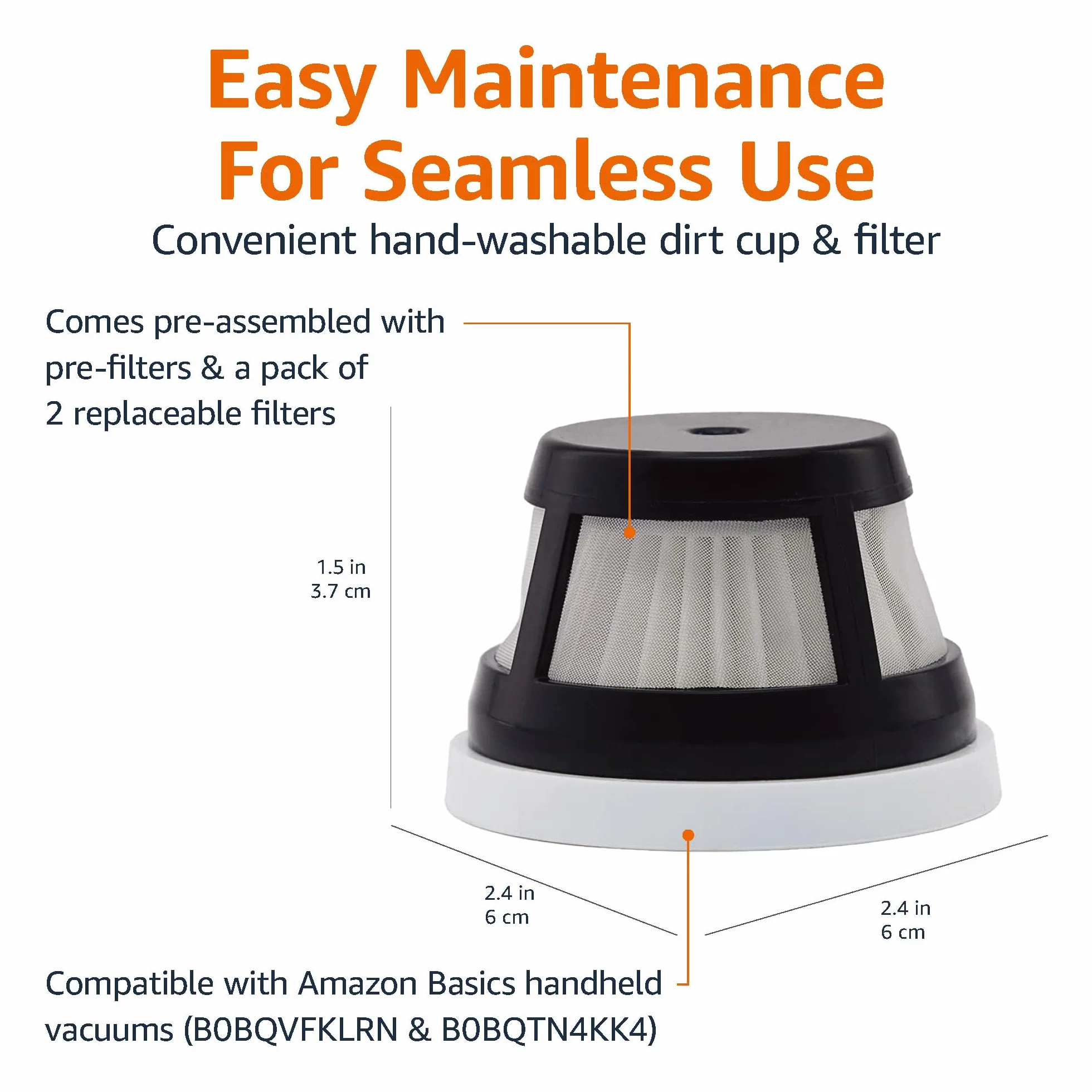 Amazon Basics filtr zamienny do odkurzacza ręcznego, czarny, opakowanie 2 szt.