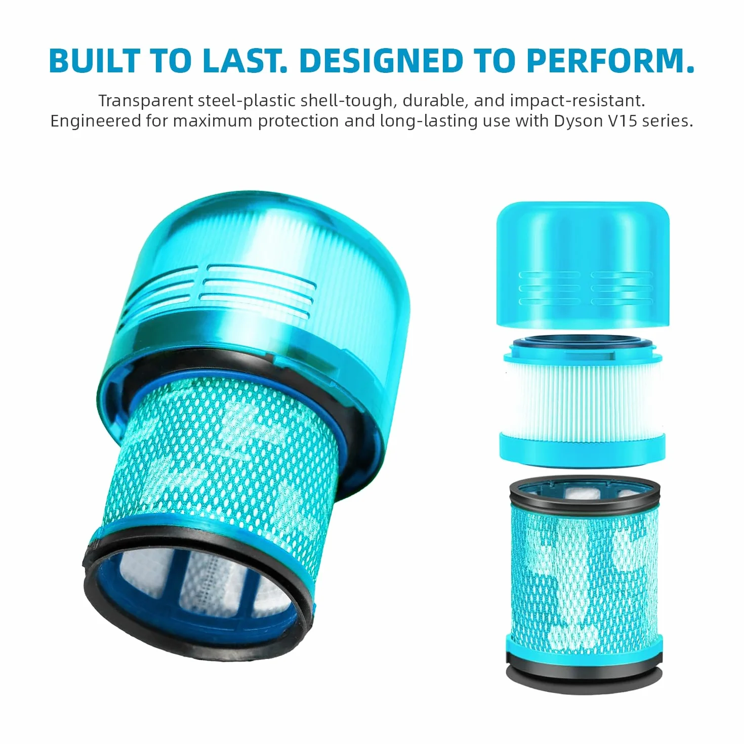 Części zamienne do filtrów próżniowych premium kompatybilne z Dyson V15 Detect, V15 Detect Absolute, V15 Detect+, V11 Animal, V11 Torque Drive Porównaj z częścią 970013-02 i 970013-03 (3