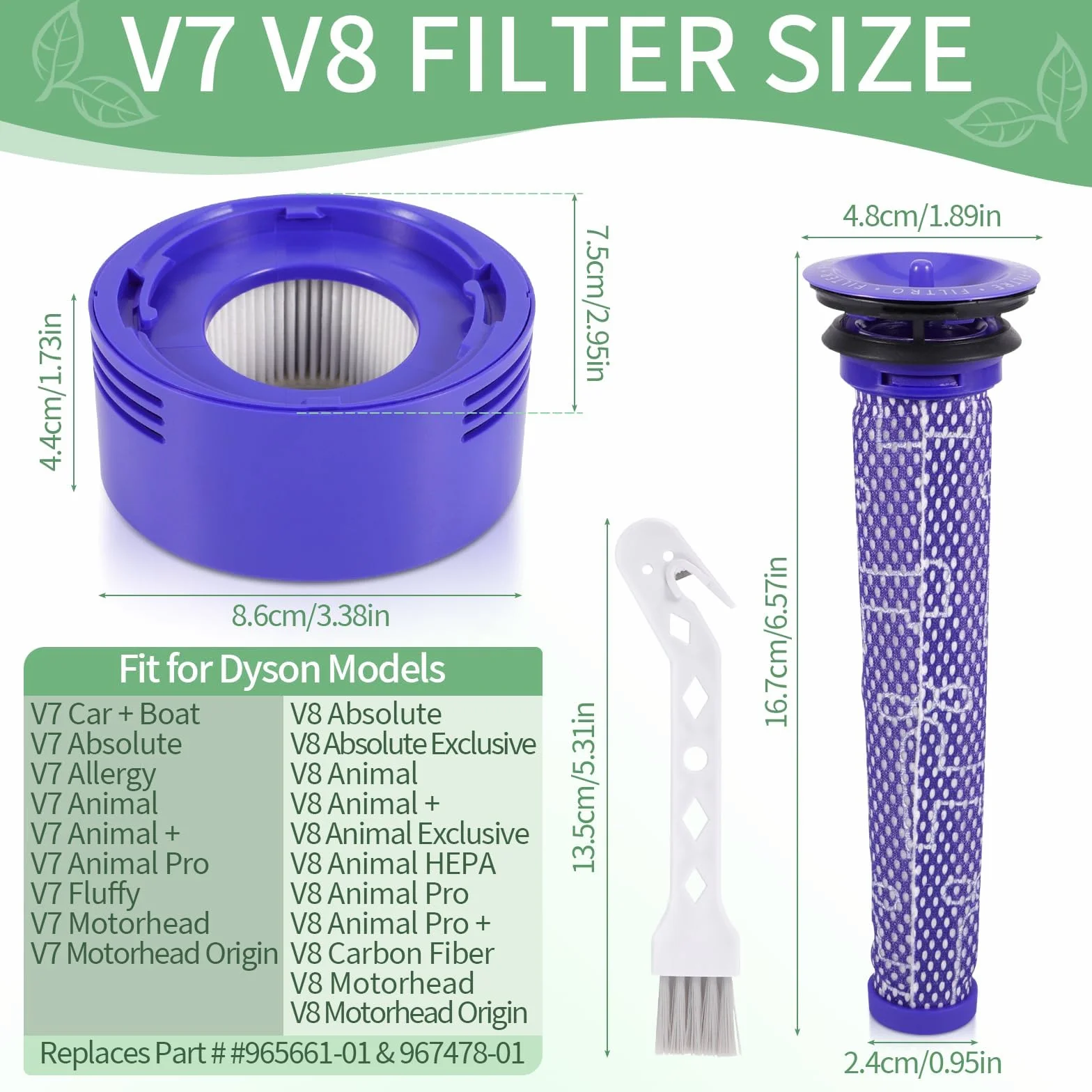 CIRULLI Filtry do Dyson V8, 10 filtrów do odkurzaczy doDyson V7 V8 Series, 4 filtry HEPA Post i 4 filtry wstępne, 2 szczotki czyszczące,zamienne do odkurzacza nr 965661-01 i 967478-01 Filtr
