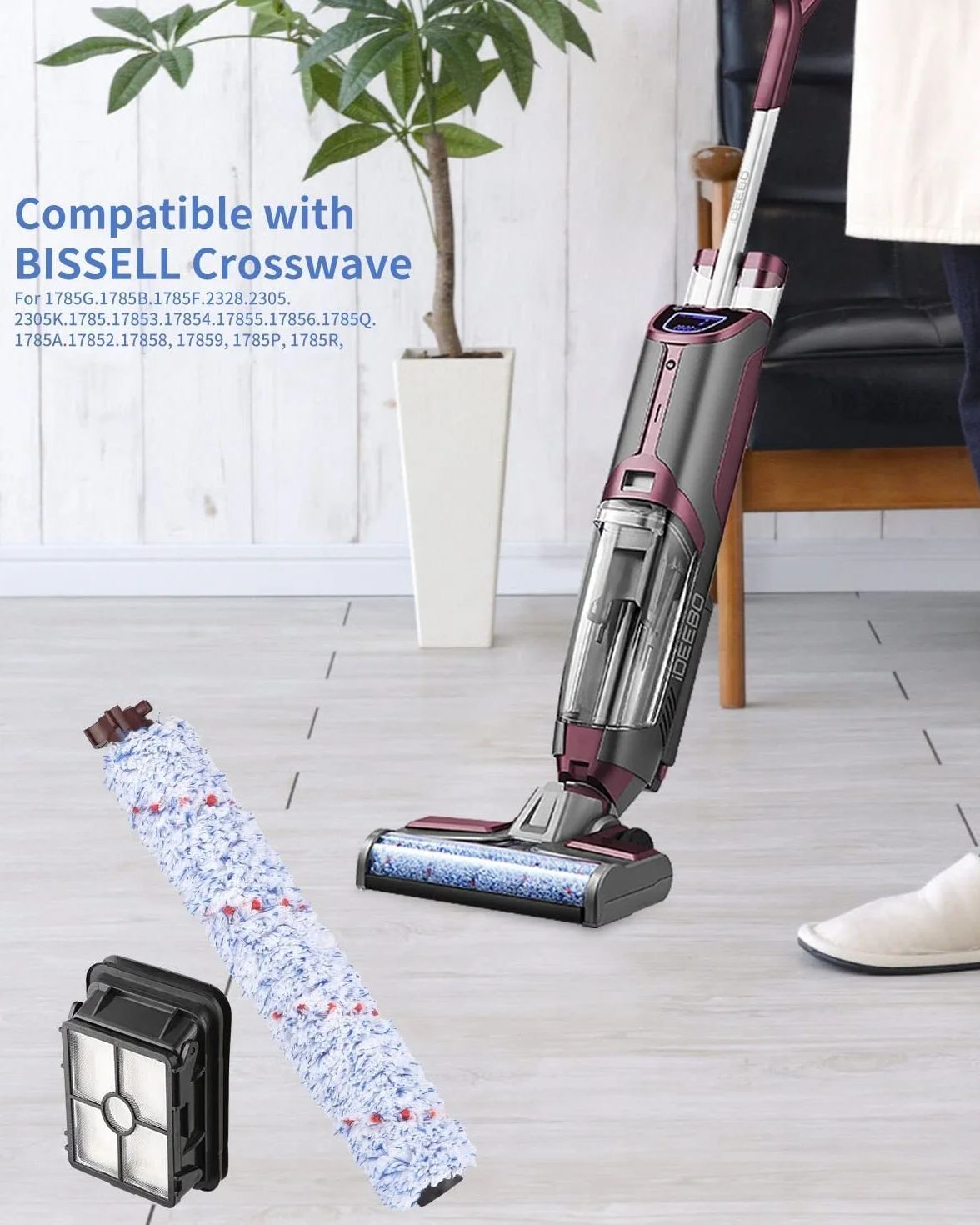 Wymienna Szczotka Rolkowa do Odkurzacza i Wymiana Filtra do Filtrów Robota do Odkurzacza Crosswave, Trwałe Czyszczenie Akcesoria do Wymiany Odkurzacza