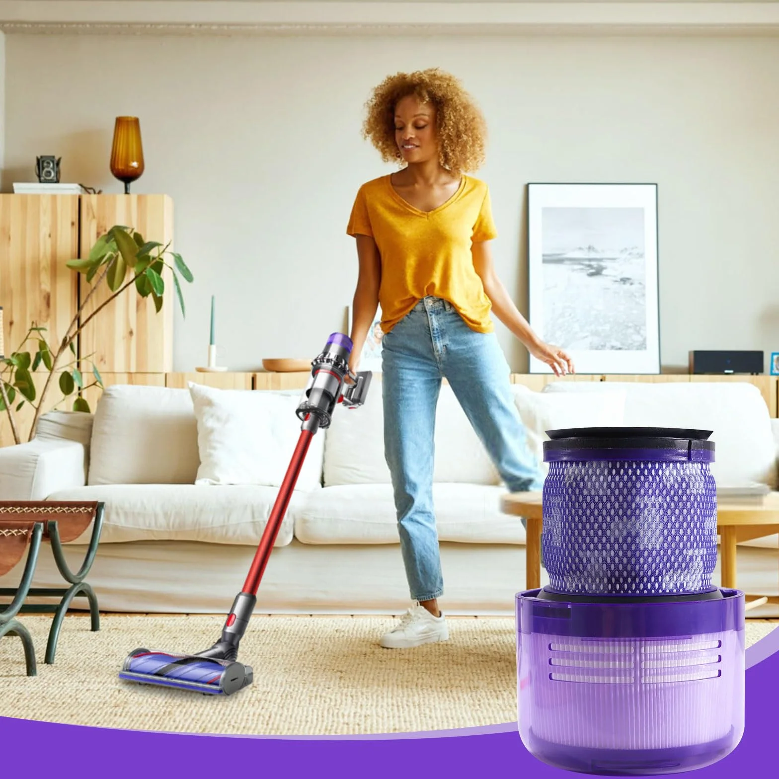 Filtr do Dyson V11, V15, SV14, SV17, SV22, Detect Animal Absolute Extra Pro Torque Drive Vacuum, Zamiennik do Odkurzacza Bezprzewodowego, 2 Szt