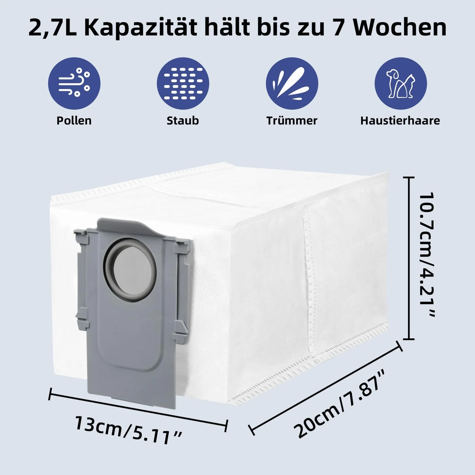 8 sztuk worków do odkurzacza dla Roborock Saros 10R / Q Revo/Qrevo Pro/Qrevo MaxV/Qrevo Curv/Qrevo Master / S8 MaxV Ultra / S8 Max Ultra, pojemność 2,7L, części zamienne do odkurzaczy