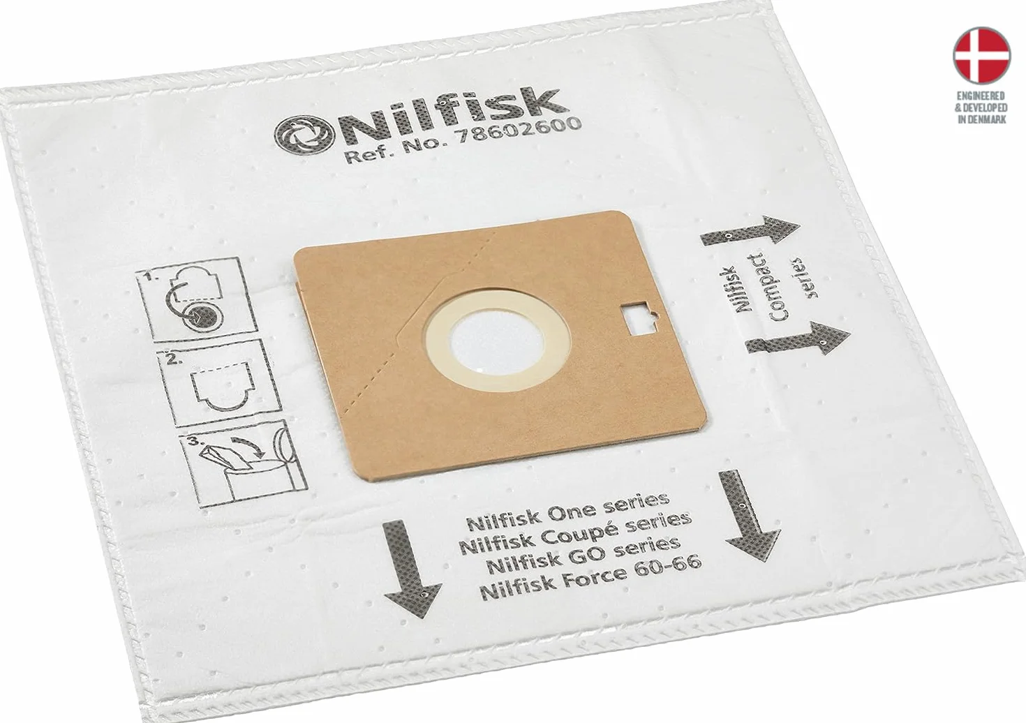 Nilfisk 5 Oryginalnych Worków na Kurz + Filtr Wstępny – Akcesoria do odkurzaczy One, Coupé, Go i Force (78602600)