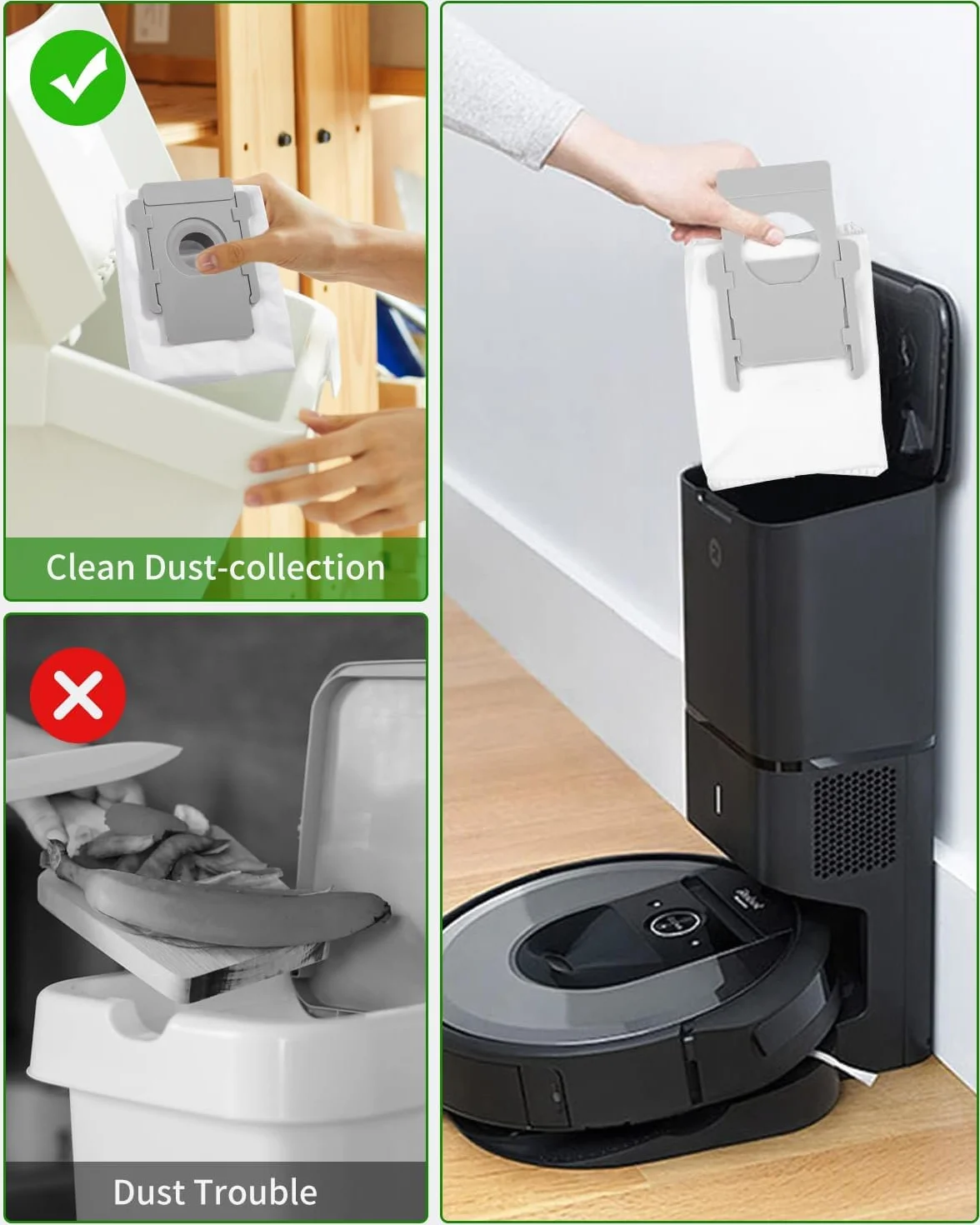 10 worków do odkurzaczy iRobot Roomba i7, i7+, i3, i3+, i4, i4+, i6, i6+, j7, j7+, s9, s9+, E5 E6 E7, akcesoria wymienne do stacji ssącej do Roomba Clean Base modele serii i-/s-/j