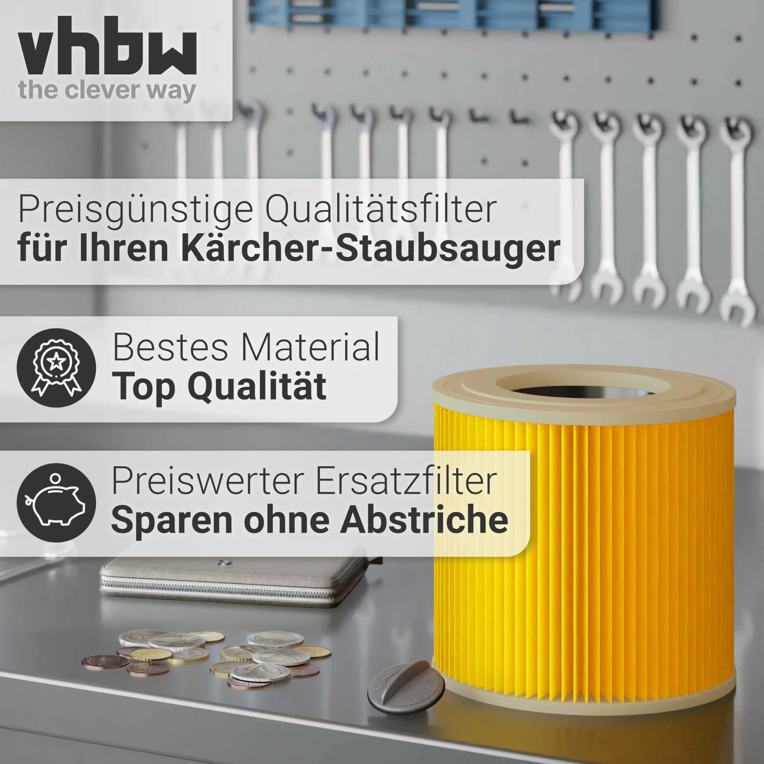 vhbw 3 x wkłady filtrujące do odkurzacza Kärcher MV 3 Premium, MV 3 P Extension Kit jak 6.414-552.0.