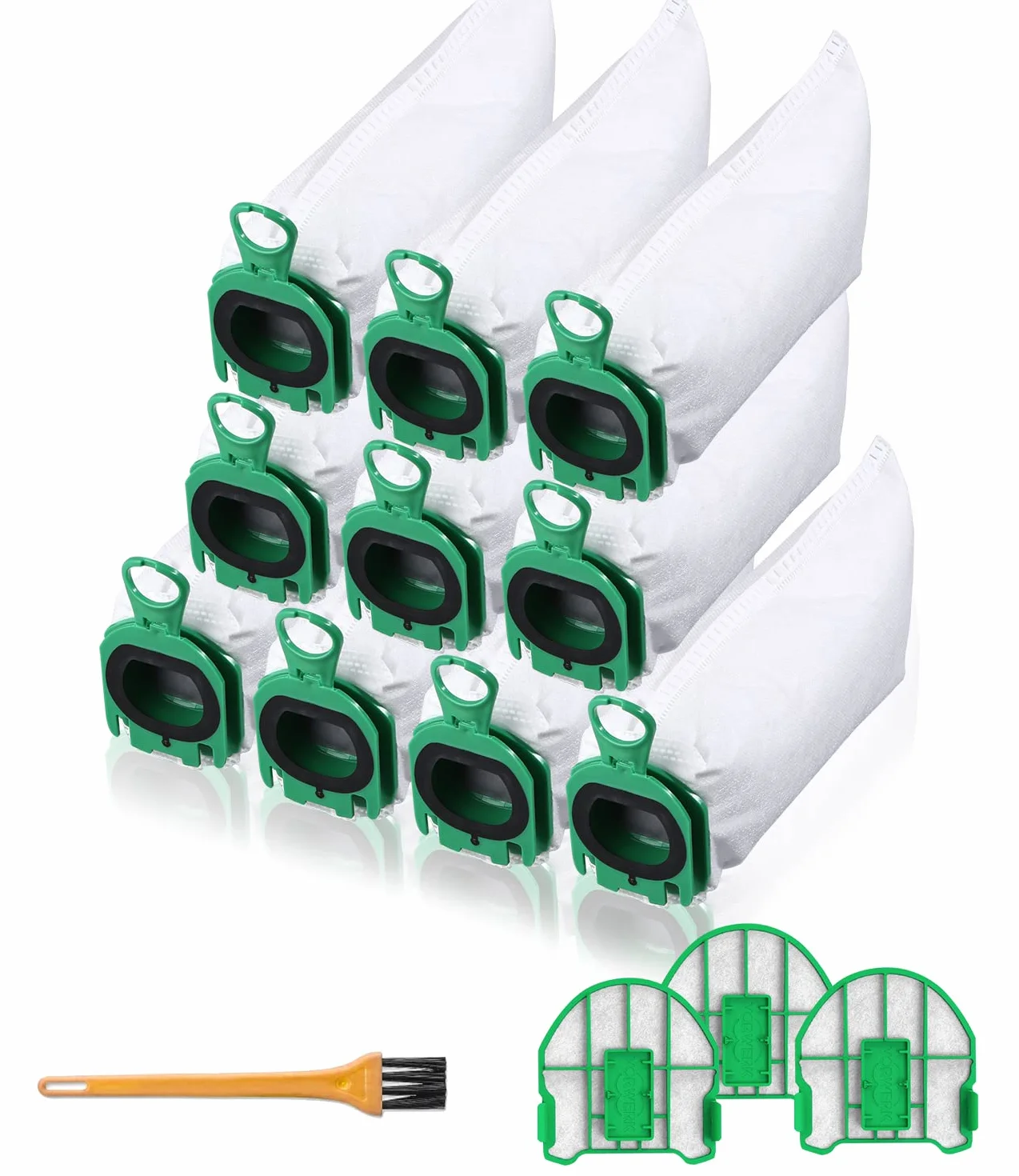 Worki do odkurzacza Vorwerk, 10 sztuk, z 2 filtrami silnika i szczotką premium do filtra odkurzacza, worek na kurz do odkurzacza Kobold VB100