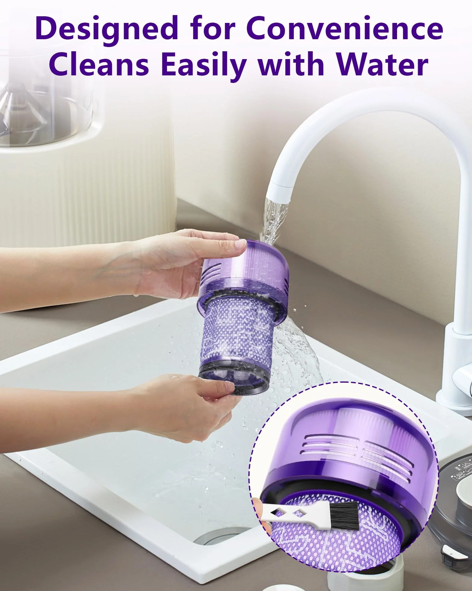 3-pak kompatybilnych filtrów HEPA do Dyson V12 Detect Slim – Washable V12 Vacuum Filter for Absolute, Extra, Total Clean & Fluffy Models – zamienniki części 971517-01